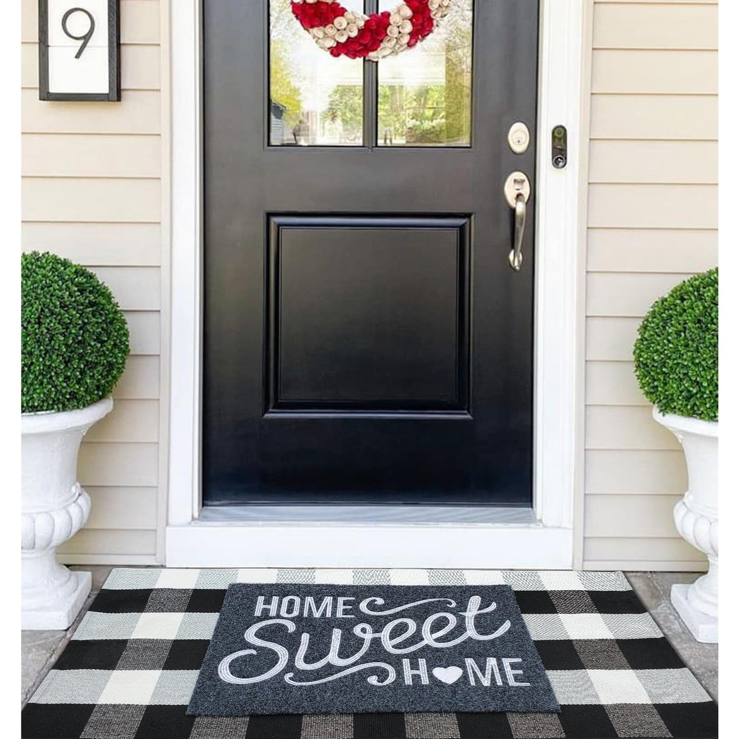 AAZZKANG Front Door Mat Non Slip Welcome Mats Outdoor Indoor Home Sweet Home Doormat with Rubber Backing Easy to Clean Low Profile for Entrance Home Office Porch Grey