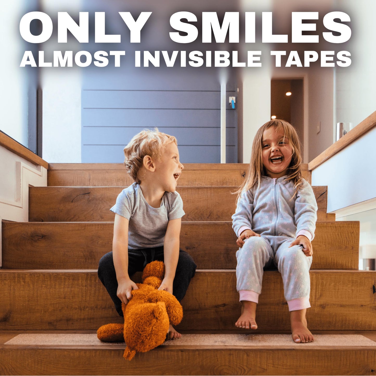 Clear Non Slip Stair Treads for Wooden Steps Indoor 30"x6" – 15-Pack Peel Stick Stair Treads – Self Adhesive Transparent Step Covers – Stair Grip Tape for Dogs, Kids – by STEPCORE