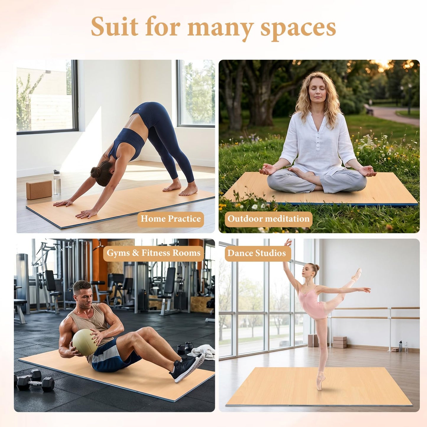 Generic 4Ft x 6Ft Marley Dance Floor, Portable Non-Slip PVC Mat for Ballet, Jazz & Pop Dance, Ideal for Home & Dance Schools