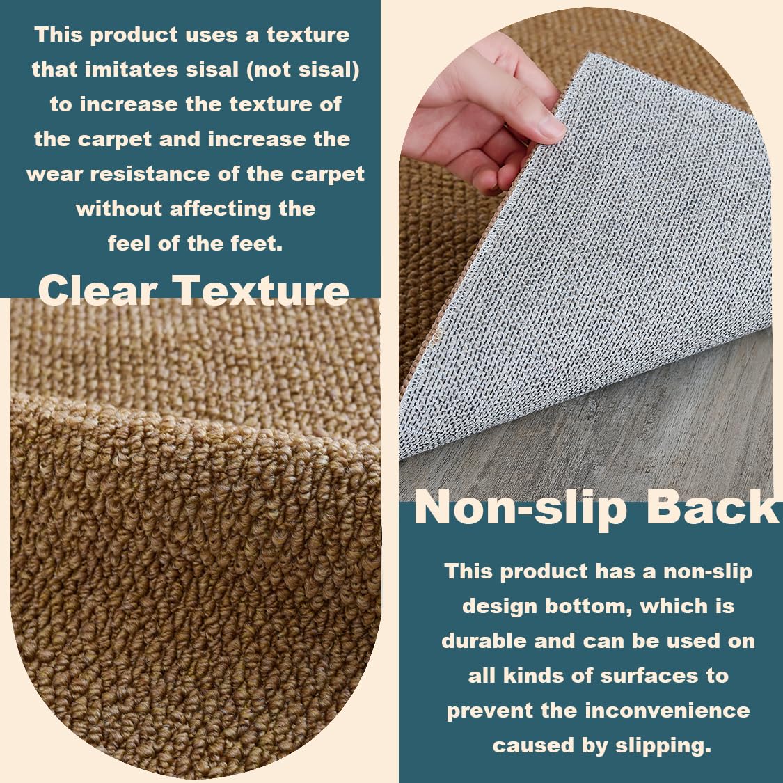 CHAMPLANT Washable Area Rug 6x9 Feet Brown Non Slip Living Room Kitchen Rugs Indoor Entryway Rug Floor Carpet for Dining Living Room Bedroom