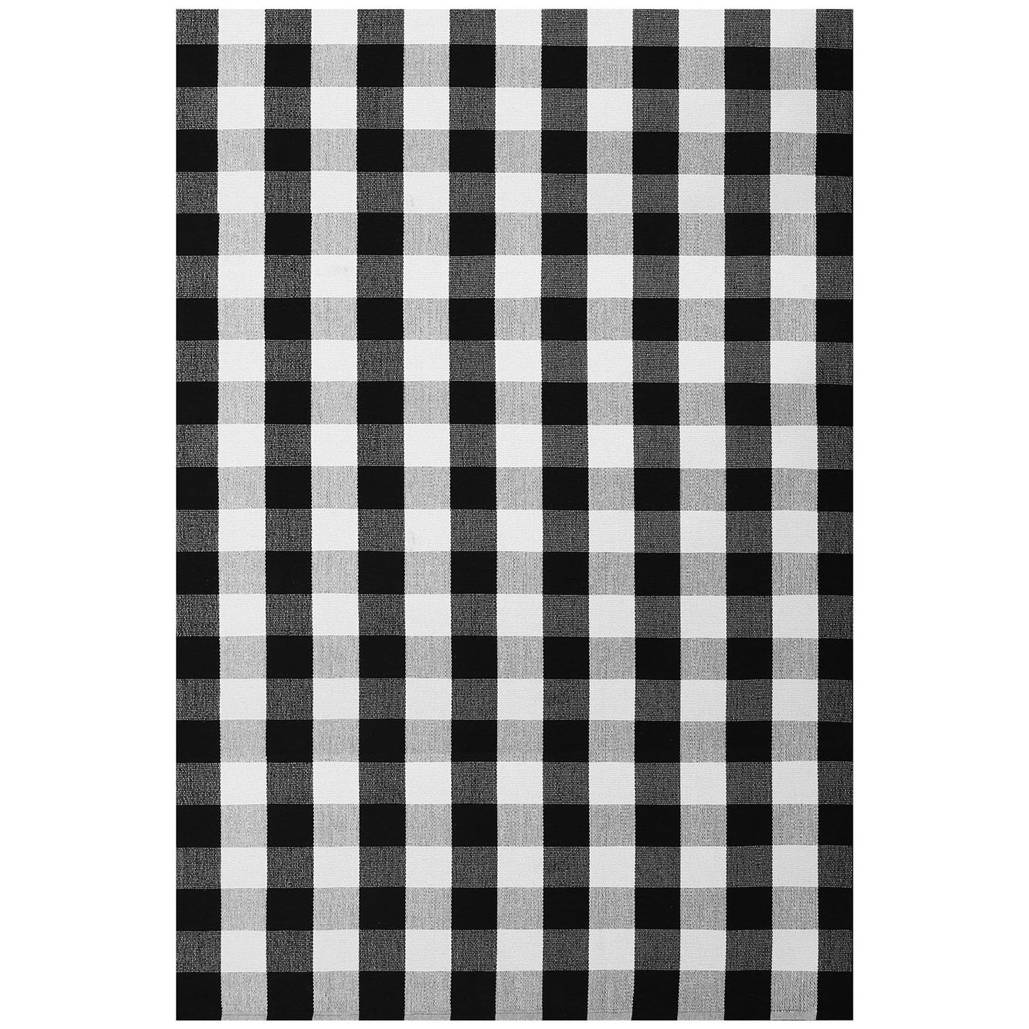 KOZYFLY Buffalo Plaid Area Rug 5x8 Living Room Rug Washable Cotton Black and White Checkered Rugs Outdoor Carpet for Dining Room Bedroom Farmhouse Patio Rugs
