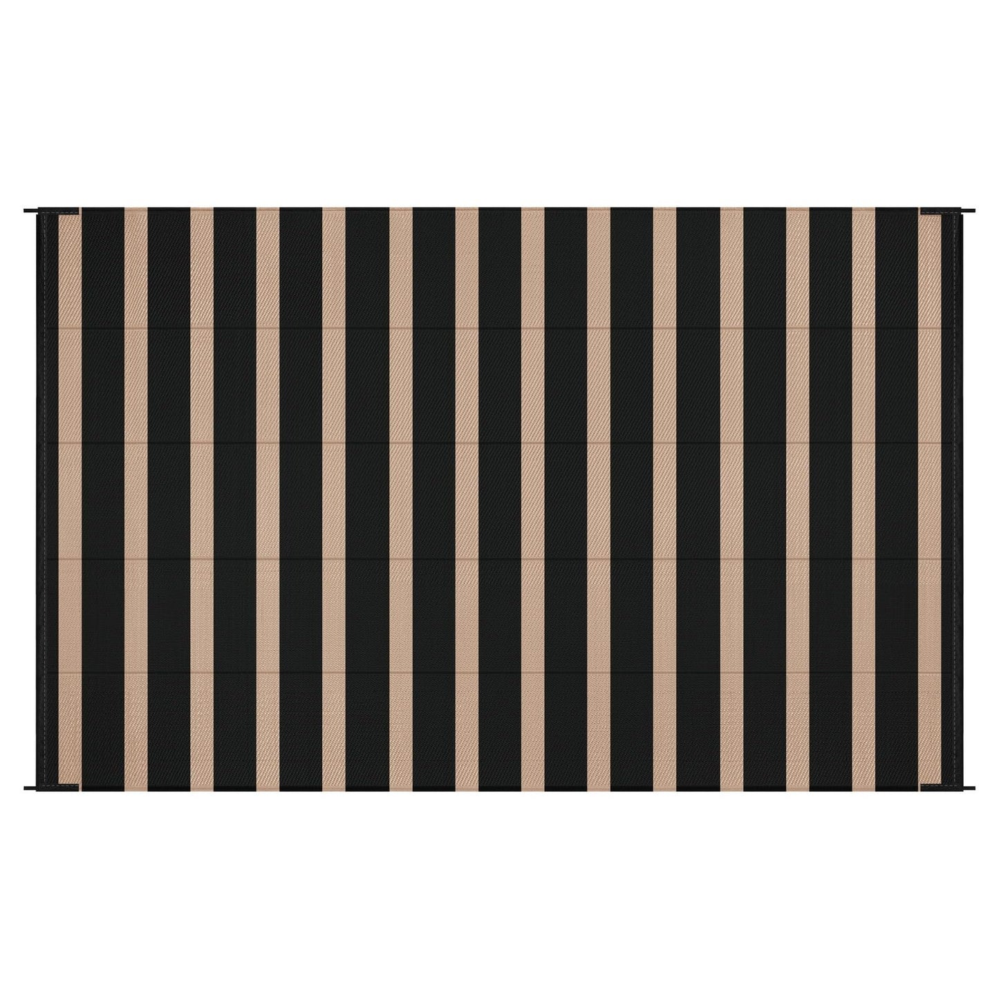 Vaukki Waterproof Outdoor Rug 5x8, Reversible Striped Patio Rug, Lightweight Plastic Straw Camping Mat, Indoor Outdoor RV Carpet for Outsides, Patio, Camping, Balcony, RV and Deck, Black and Beige