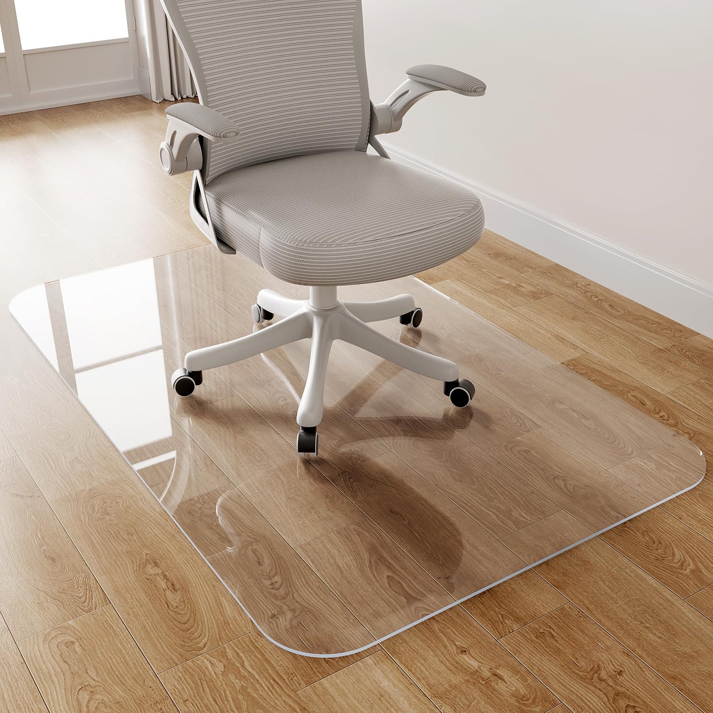Delamu Office Chair Mat for Hardwood Floor, 30"Γ48" Office Computer Desk Chair Mat, Clear PVC Heavy Duty Floor Protector Mats for Rolling Chairs, Only for Hard Floor (30"Γ48" Rectangular)