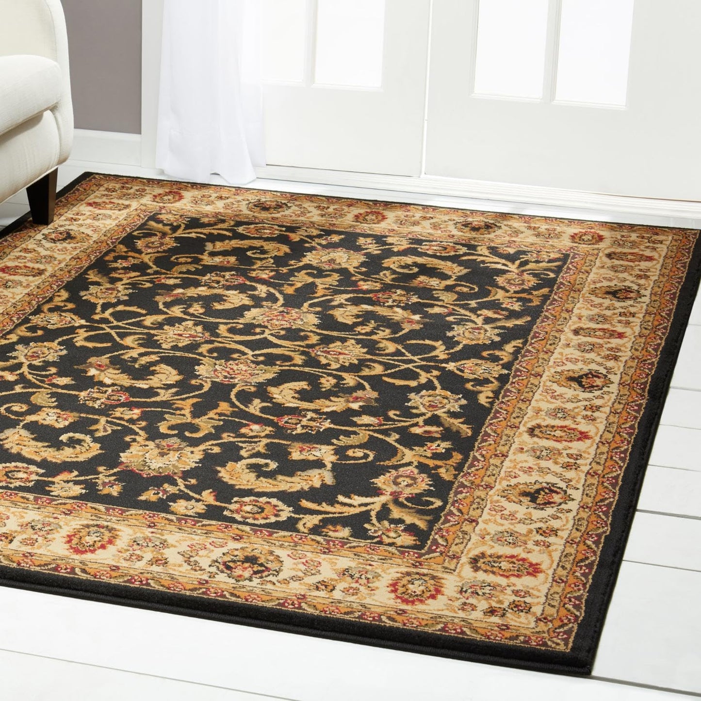 Home Dynamix 3208-457 Royalty Elati Traditional Area Rug 43"x62", Oriental Black/Ivory