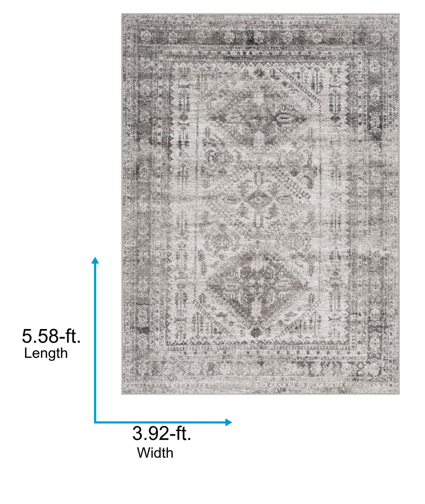 Livabliss Desta Vintage Oriental Area Rug,3'11" x 5'7",Charcoal