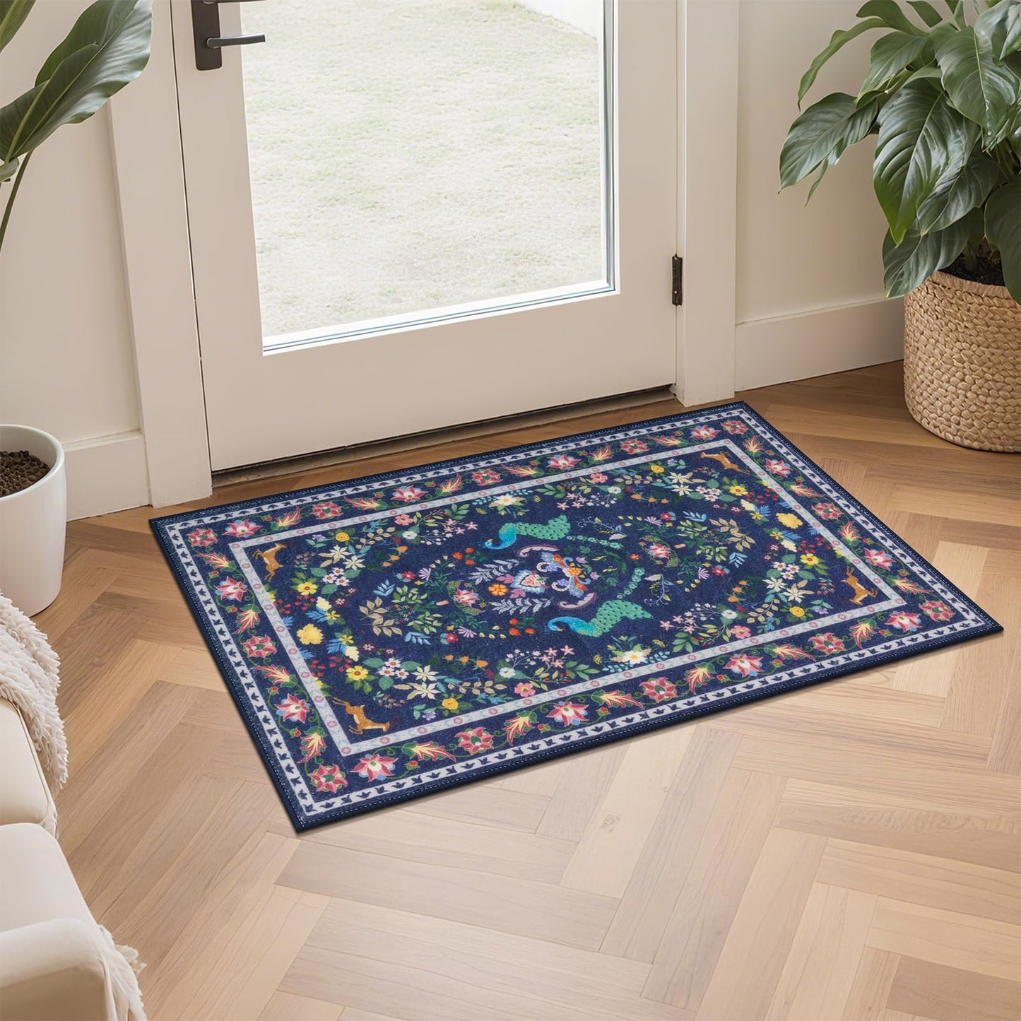 HEBE Washable Kitchen Rugs Sets of 3, Non Slip Absorbent Kitchen Rugs and Mats, Farmhouse Stain Resistant Kitchen Mat Carpet Runner for Kitchen Floor, Laundry Room, Hallway
