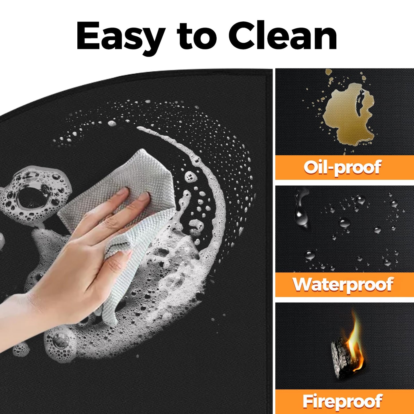 Fireplace Mat Fireproof, 2' x 3'6'' x 0.04'' Fireplace Rugs Fire Resistant, Hearth Pads for Wood Stove Fireplace Indoor Outdoor, Thin Hearth Rug Protects Floors Carpets from Sparks Embers, Black