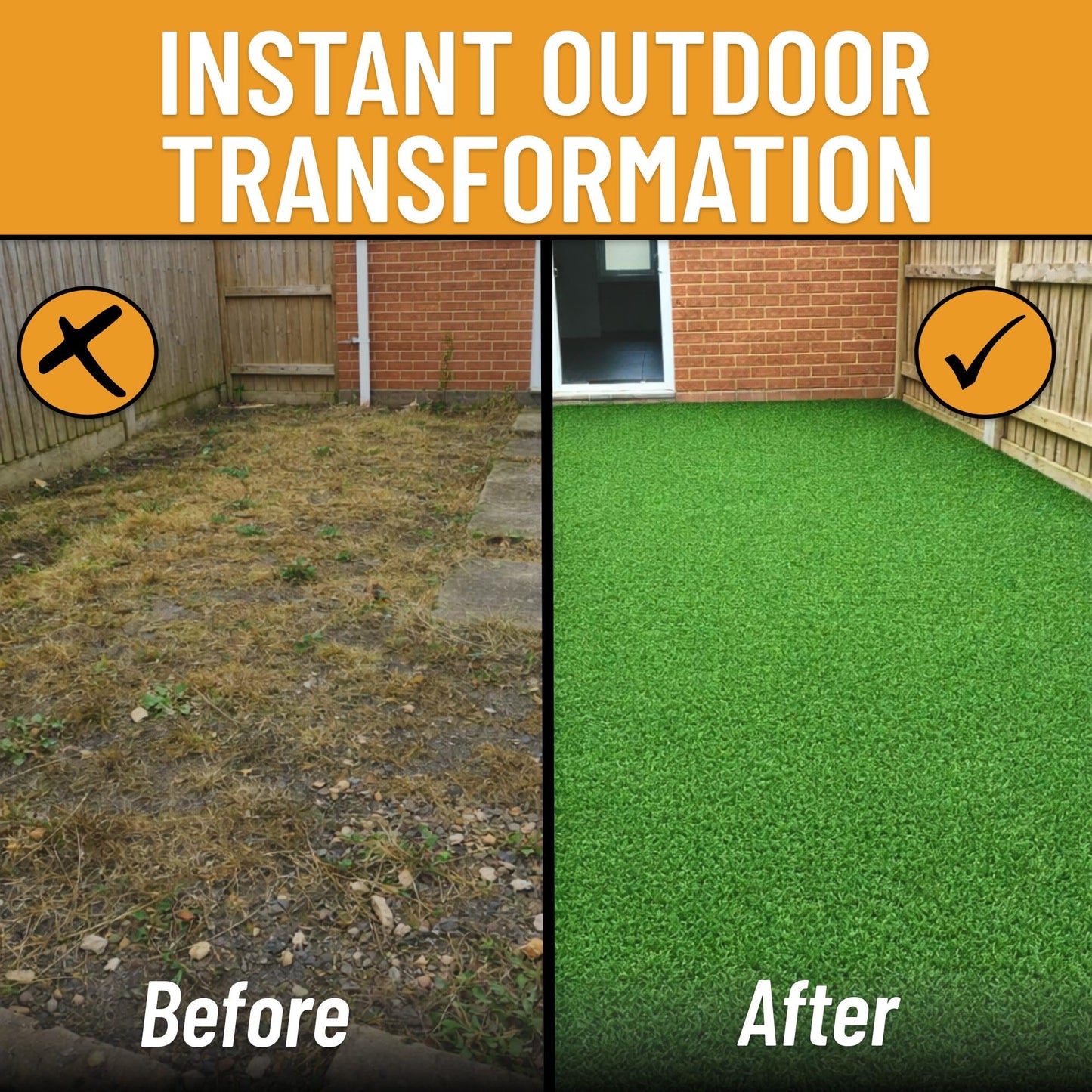 Ottomanson Artificial Grass Rug Lite 5'3" x 8'2", Fake Grass Carpet for Patio & Deck, Indoor Outdoor Pet Turf Area with Drainage Holes, UV Resistant