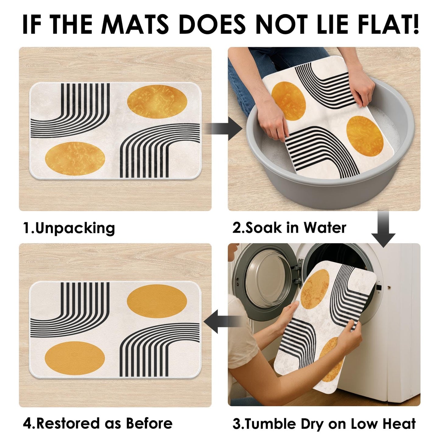 Britimes Boho Mid Century Bath Mat for Bathroom No Silp Abstract Geometric Washable Cover Floor Rug Carpets Floor Mat Bathroom Decorations 16x24 for Kitchen Bedroom