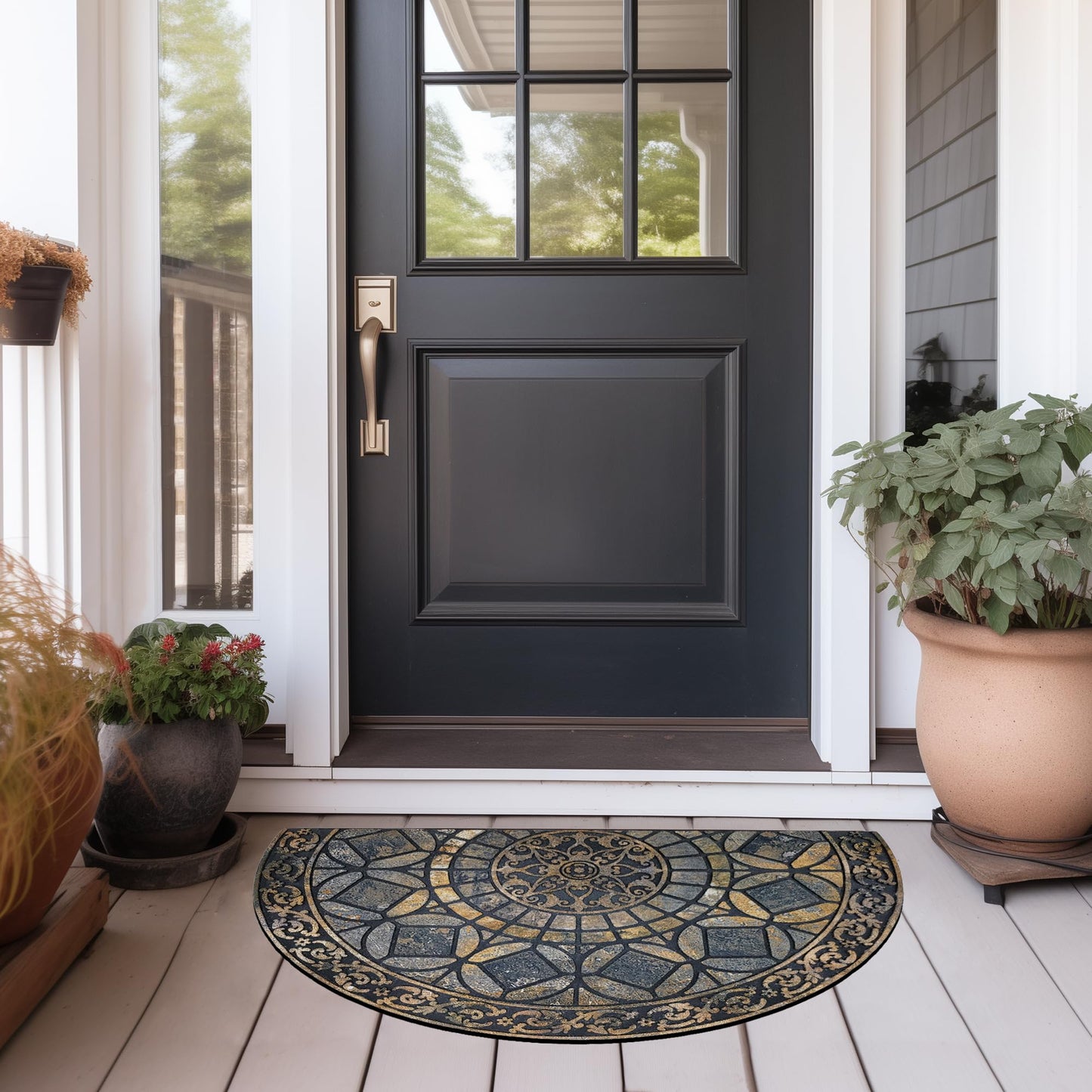 CHICHIC Entrance Door Mat Large 24 x 36 Inch Entry Way Doormat Front Door Rugs Outdoors Heavy Duty Welcome Mat Non Slip Rubber Back Low Profile for Garage, Patio, High Traffic Area, Grey