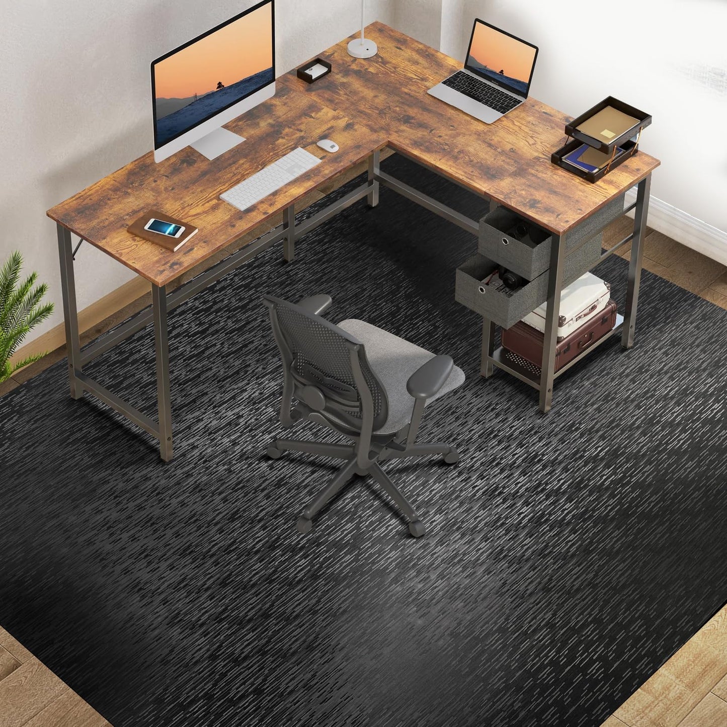 Office Chair Mat, TYDLE 50" x 65" Large Chair Mat for Hard Floor, Vinyl Floor Mat for Gaming Chairs, Slip Resistant Floor Protector Rolling Computer Desk Mat for Hardwood Floor, Black