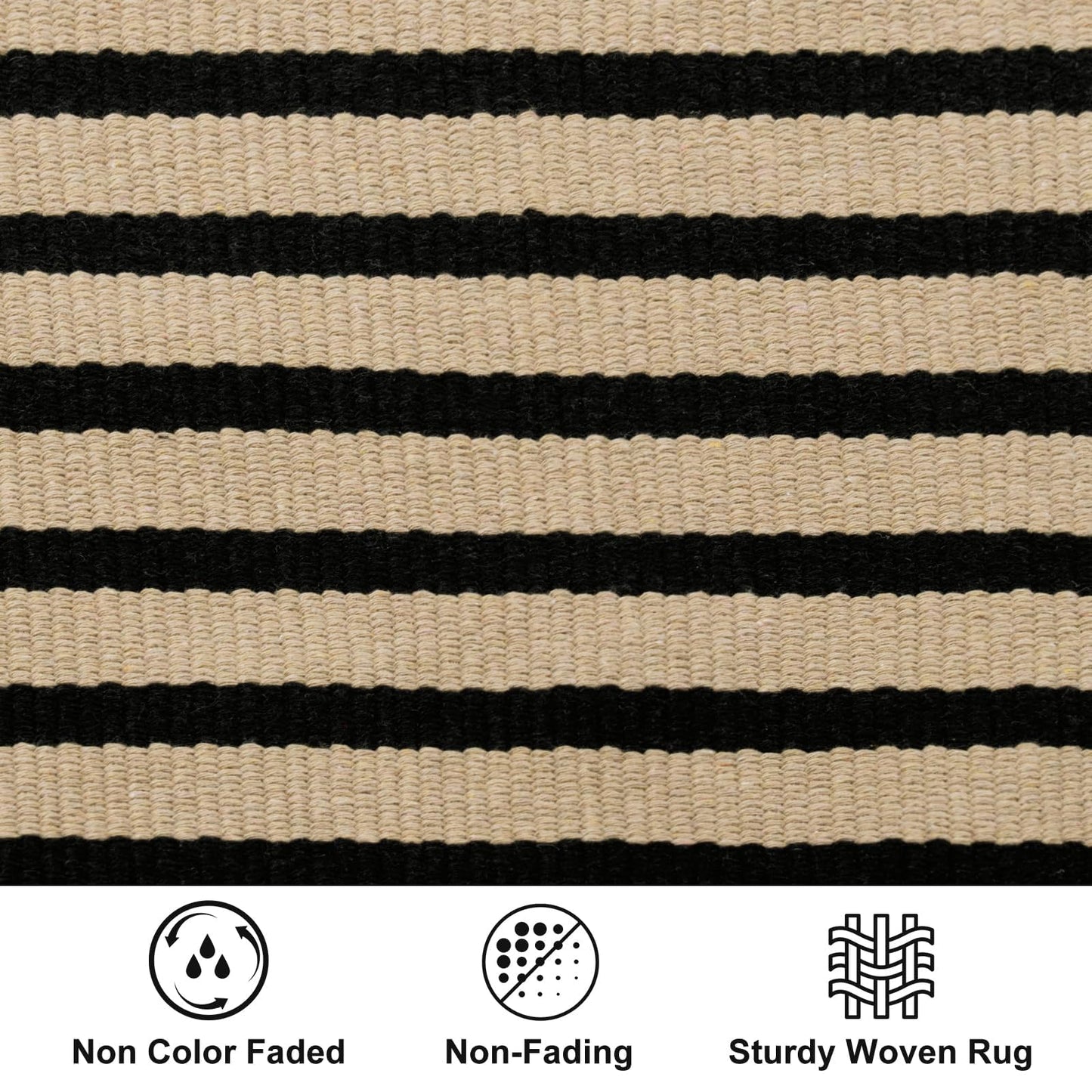 LEEVAN Outdoor Patio Rug 3x5, Washable Black and White Outdoor Rug, Outside Welcome Mat Striped Porch Door Mat Outside Entrance Layered Indoor Doormat