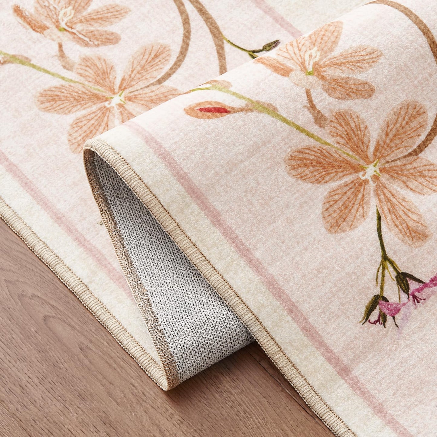 jinchan Floraison Floral Runner Rug 2x5 Machine Washable Kitchen Runner Non Slip Soft Low Pile Hallway Rug Boho Stain Resistant Carpet for Laundry Living Room Bedroom Pink