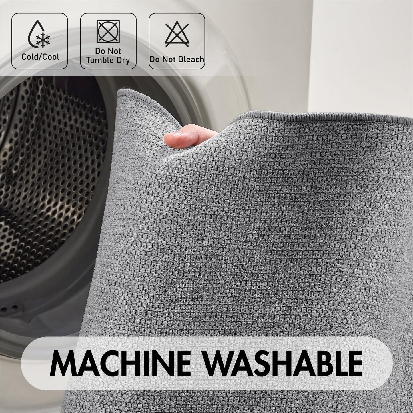 MIULEE Set of 2 Ultra Thin Bathroom Rugs, Rubber Bath Mats for Bathroom Non Slip, Quick Dry Absorbent Bath Rug Machine Washable, Fit Under Door, Shower, Sink, Home Decor, Grey, 17x27 Inch
