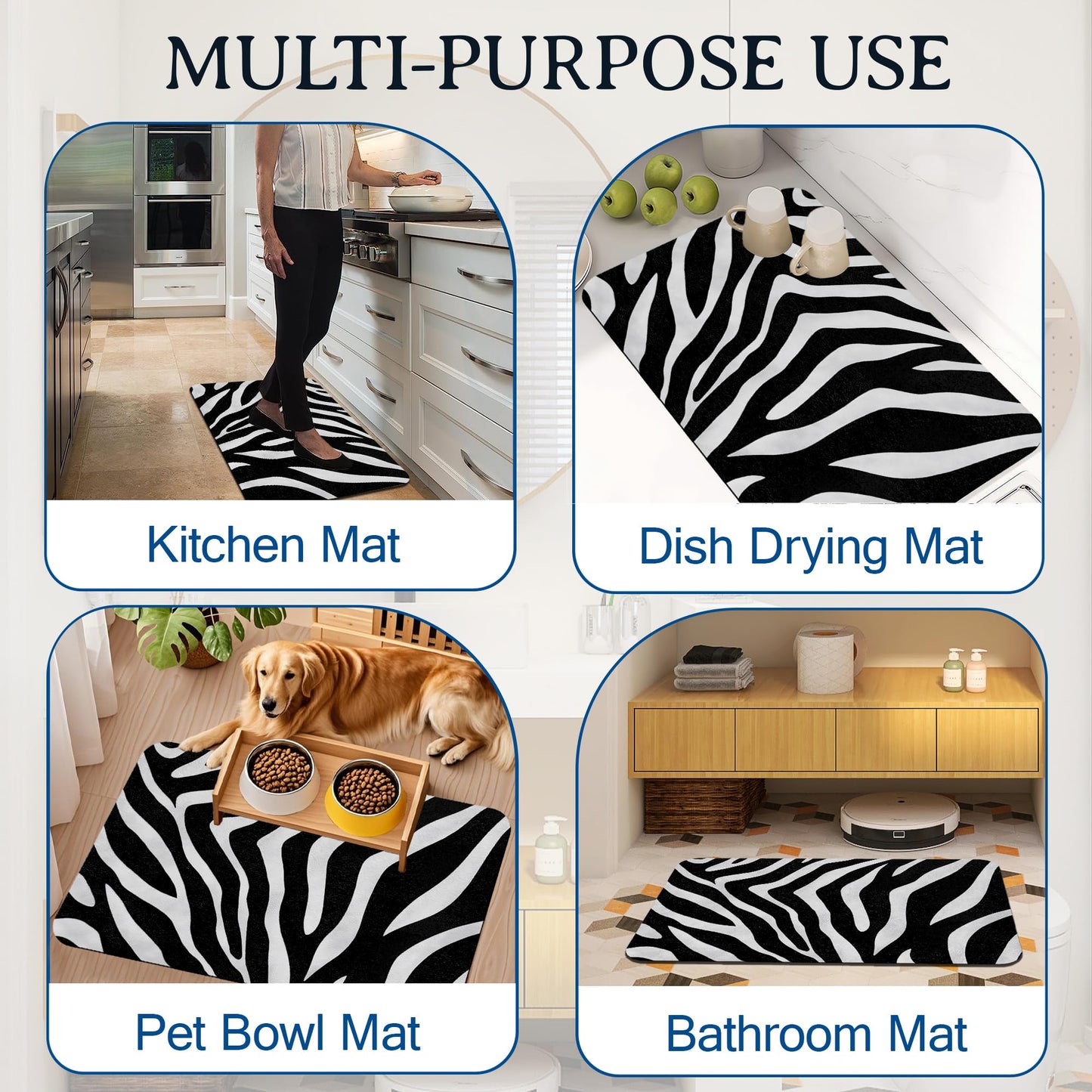 Elightvap Bath Mat Zebra Print Bathroom Rug,Soft and Non Slip Bath Rugs,Quick Drying Machine Washable Floor Mat 17 * 29.5 Inches for Shower Room,Bathtub,Kitchen Bathroom