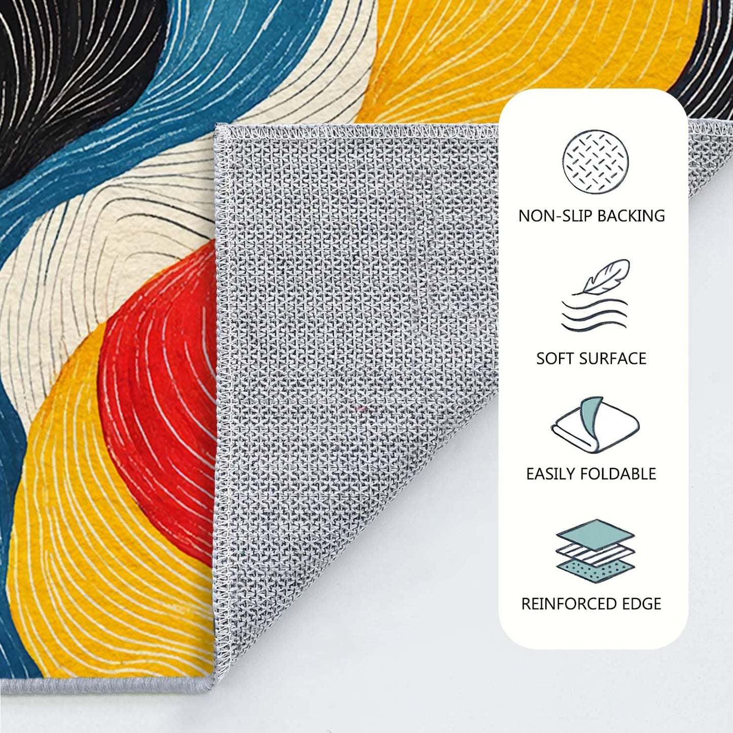 5x7 Colorful Area Rug Modern Abstract Black White Blue Beige Red Yellow Bedroom Rug Soft Low Pile Thin Large Carpet Living Room Non Slip Dining Room Stain Resistant Office Washable Machine