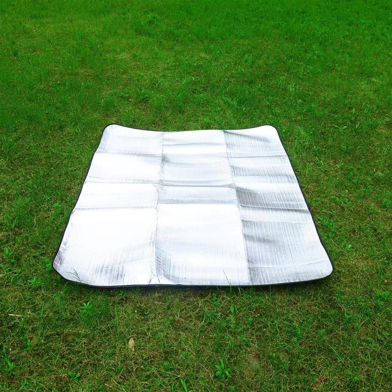 Wind Tour Outdoor Double-Sided Moisture-Proof Aluminum Foil Foam Pad Waterproof and Insulating Foil Mat Picnic Mat Camping Mat for Beach Tent and Camping (57 * 76.8")