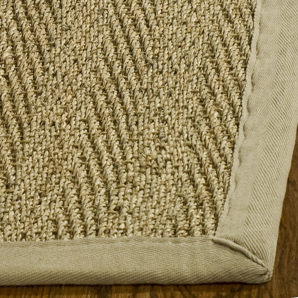 SAFAVIEH Area Rug 8x10 - Natural Fiber Collection - Large - Natural & Beige, Seagrass, Herringbone Pattern with Border (NF115A)