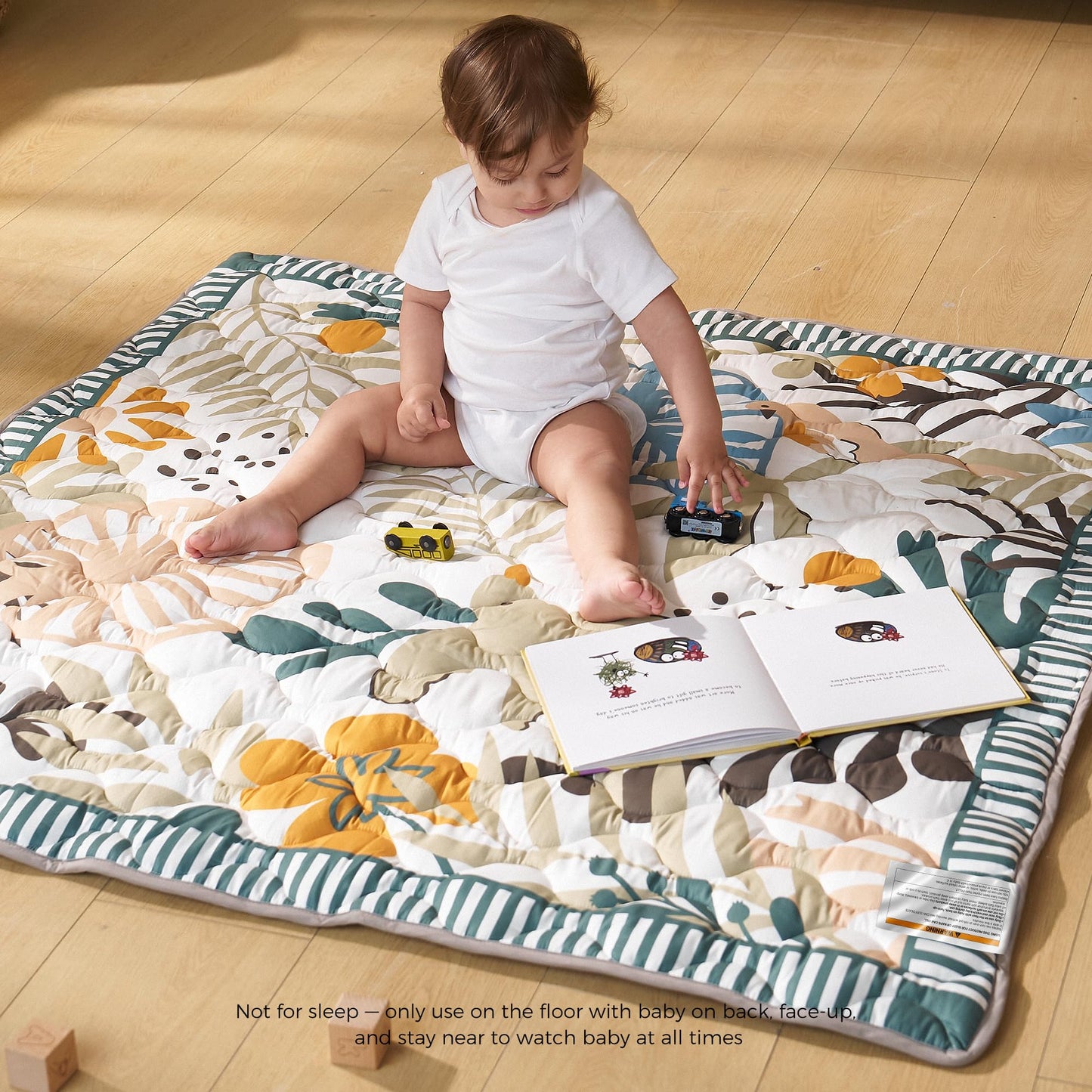 Momcozy Baby Play Mat for Floor, 50"x50" Thickened Playpen Mat, Playmate for Baby Tummy Time, Waterproof & Non-Slip, Foldable Outdoor Mat with Carrying Handle, Forest World