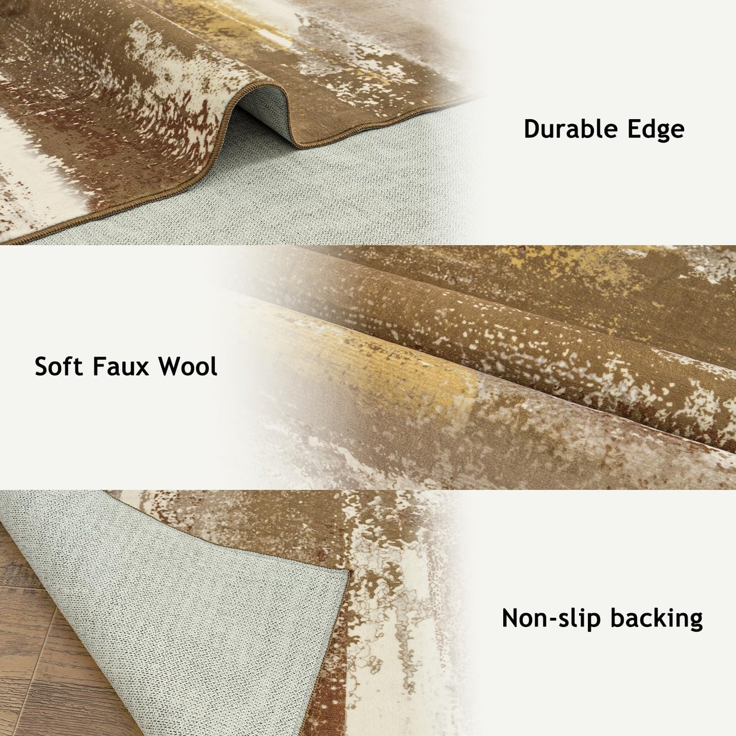 plumlik Area Rugs for Living Room, 6x9 Brown Modern Abstract Rugs for Bedroom, Large Washable Boho Rug with Non-Slip Rubber Backing for Dining Room Dorm Classroom Farmhouse Kids Playroom