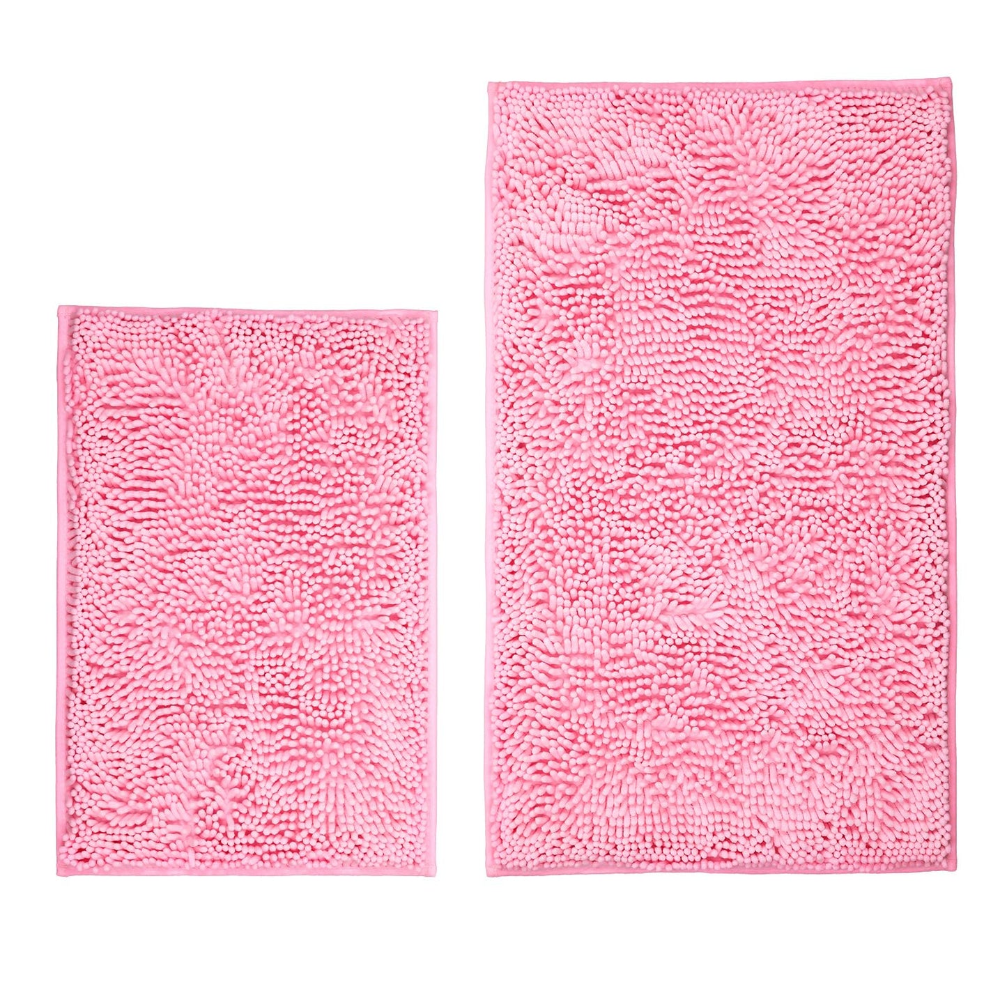 Xmecyino Bathroom Rugs Sets 2 Piece Washable, Luxury ,Chenille Bath Mat Set, Soft Plush Anti-Slip Rectangular Bath, Rug Super Absorbent. (Pink, 32"x20"+24"x16")