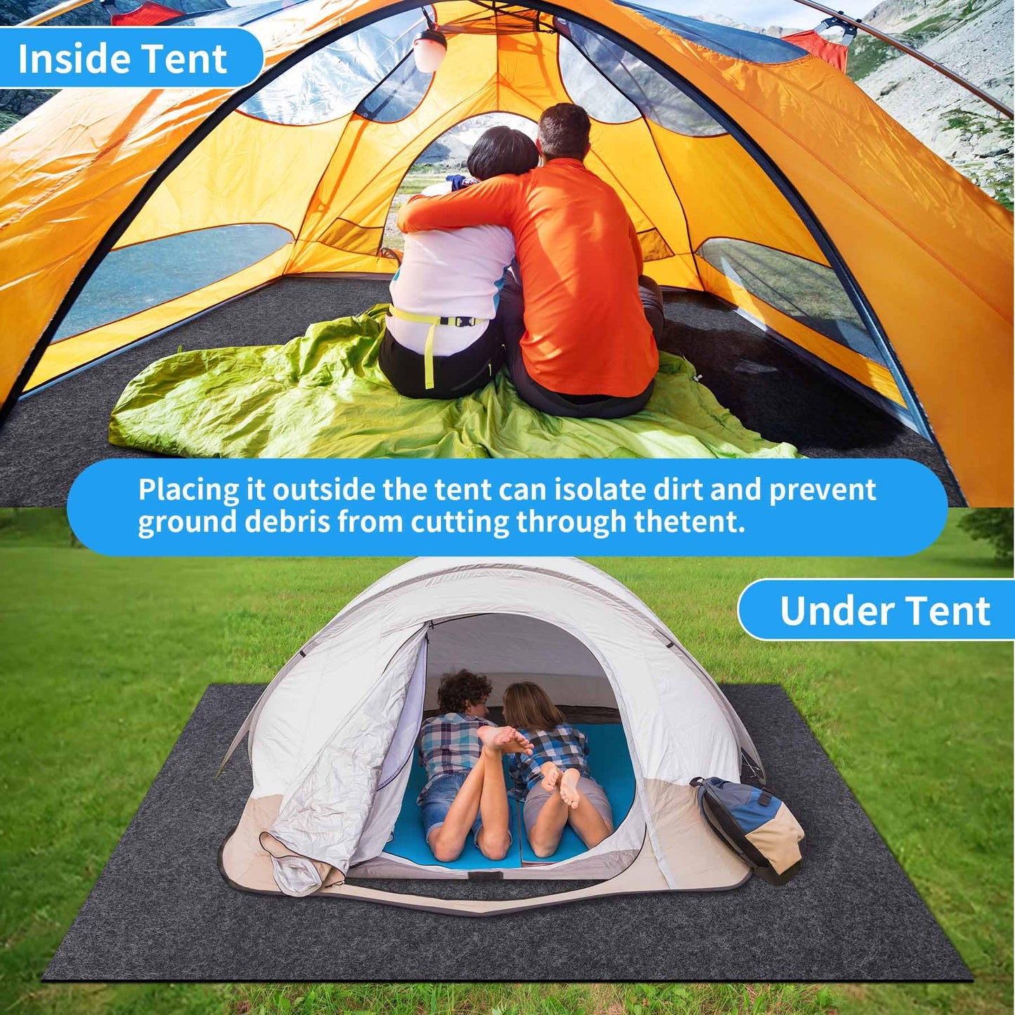 BREENHILL Camping Tent Carpet Mat, (60" x 74") Inside/Outside Tent Rug,Picnic Blanket,Protective Waterproof Liner Keeps You Warm & Dry, Outdoor Camping Floor Rug Accessory,Trimmable Material
