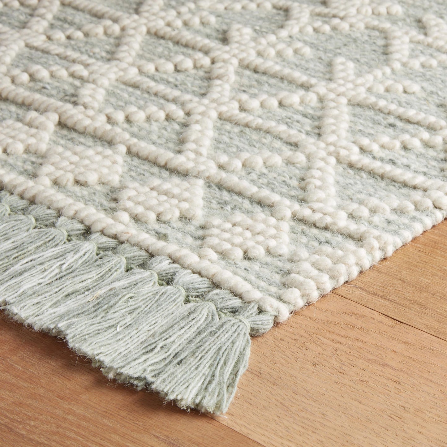 Dash & Albert Pembrook Desert Sage Handwoven Wool Rug, 2 X 3 Feet, Green Geometric Pattern - Premium Luxury Hotel Quality Soft Breathable Hypoallergenic Machine Washable Easy Care All Season