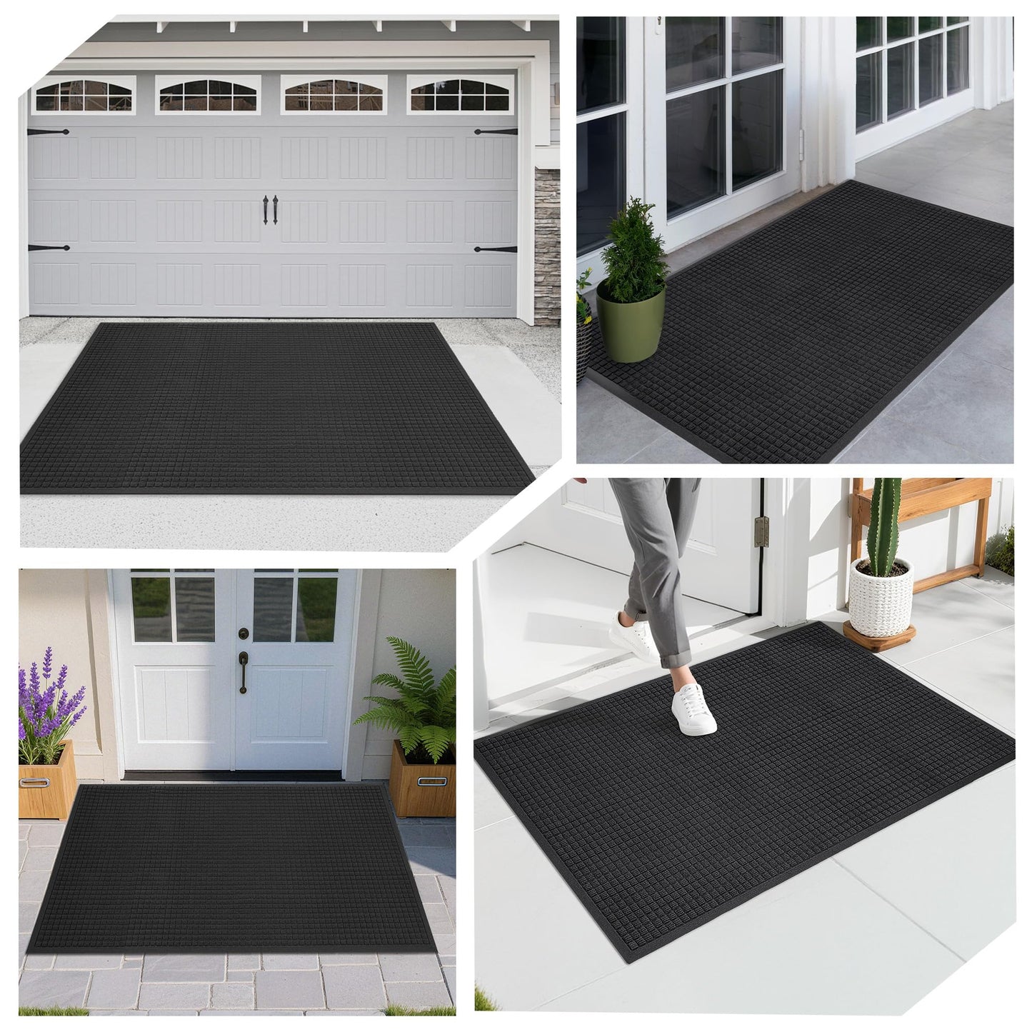 Cybstrax Front Door Mat Indoor Outdoor, 36"x60" Heavy Duty All-Weather Doormat, Non-Slip Waterproof Absorbent Commercial Floor Mat for Garage, Patio, High Traffic Areas