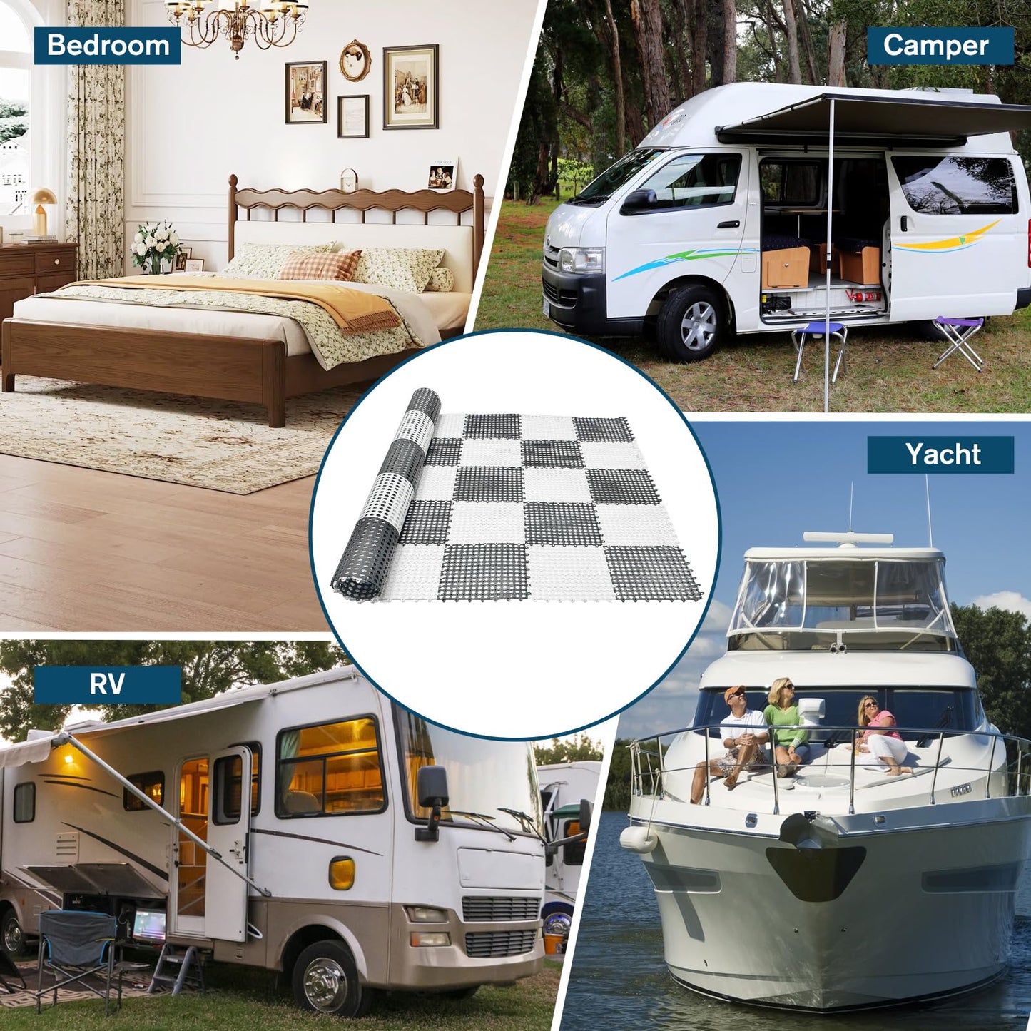 LILXIU Plastic Mattress Underlay 83 X 59 Inch Queen Size RV Under Mattress Pad Modular Interlocking Ventilation for RV Boat Camper