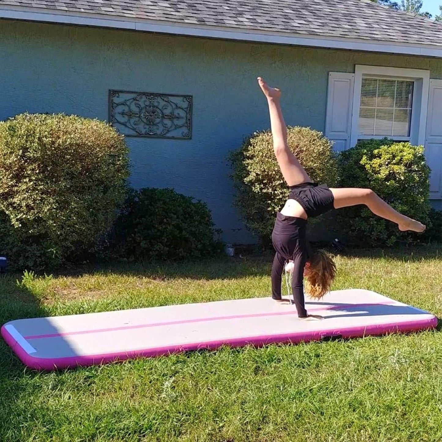 Inflatable Air Gymnastics Mat 10ft Training Mat 4 inches Thick Tumbling Track with Electric Pump for Gym/Home/Outdoor/Cheerleading/Yoga/Water