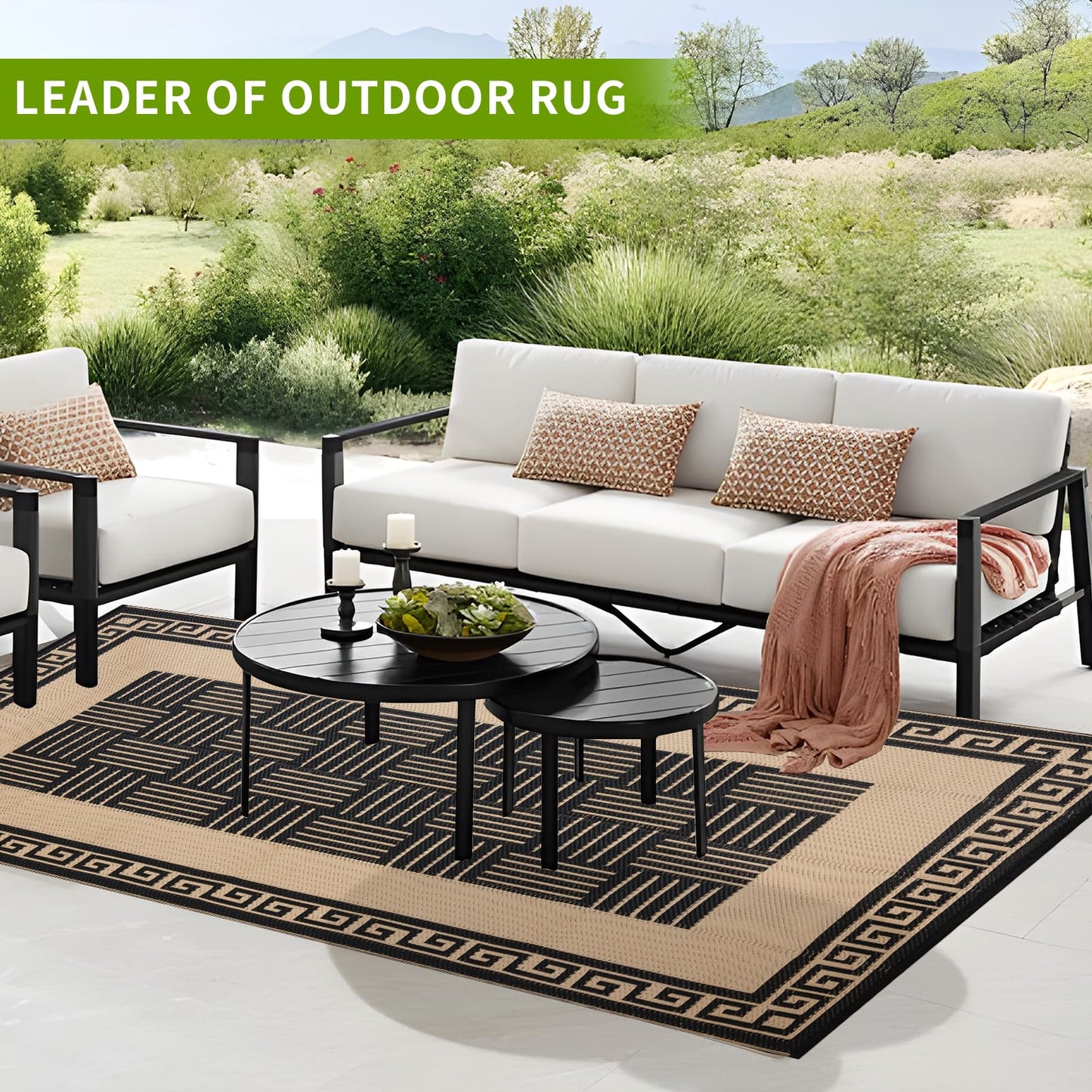 YONILE Outdoor Rug 5x8 ft Waterproof, Reversible Outdoor Plastic Straw Rug for Patios Clearance, Outdoor Area Rug Carpet RV Mat for Camping Backyard Deck Porch