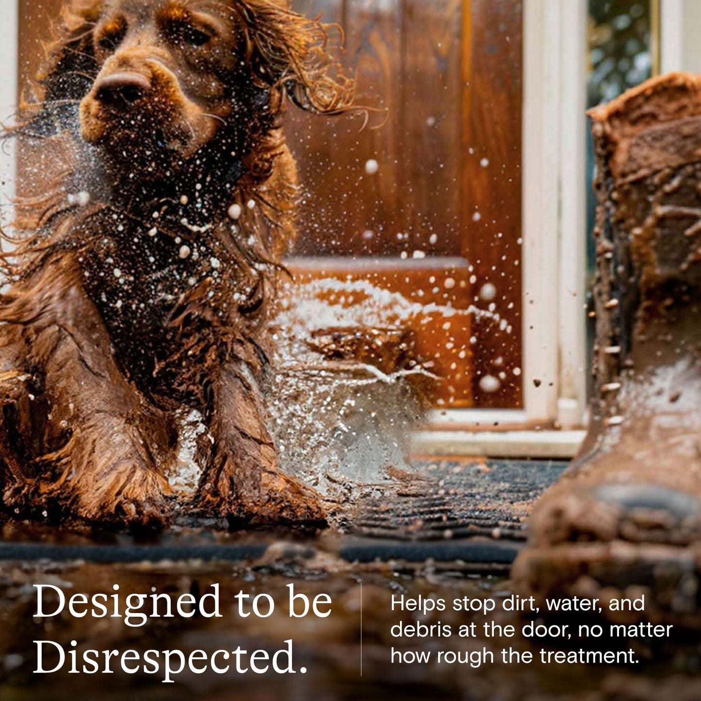 WaterHog Ellipse Front Door Mat Indoor Outdoor Entrance, Absorbent All-Weather Doormat with Non-Slip Rubber Backing, Dirt & Moisture Trapper, Low Profile, Easy Clean, Made in USA, 23"x35.5" Camel
