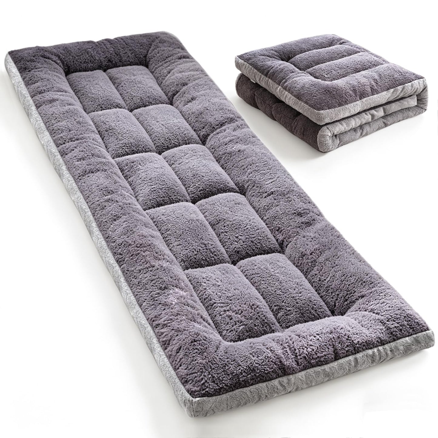Thick Camping Sleeping Pad - Soft Lamb Fluff Camping Cot Pads for Adults, Lightweight Foldable Sleeping Mat, Non-Slip Camping Mattress Pad for Travel Backpacking Hiking Car Tent Home Office Nap