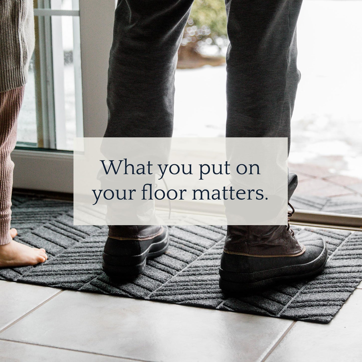 Matterly WaterHog Luxe in Vein Front Door Mat Indoor Outdoor Entrance, All-Weather Doormat with Rubber Backing, Dirt & Moisture Trapper, Low Profile & Easy Clean, Made in USA, 21.5"x70" Olive