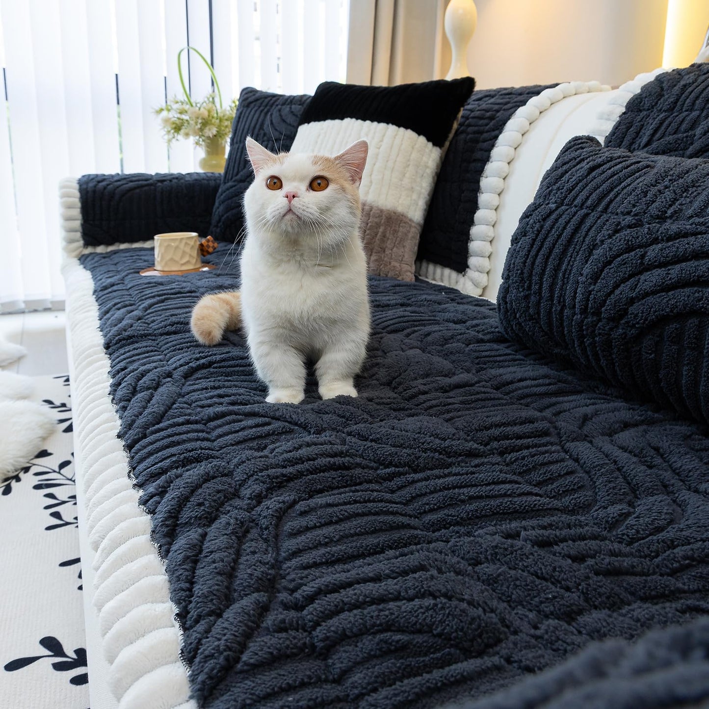 XFEXM Couch Cover for Dogs, Washable Non-Slip Pet Sofa Protector, Soft Sofa Slipcovers Cushion Protector for Dogs and Cats. (Dark Gray, 27.6" x 70.9" x 1.5")