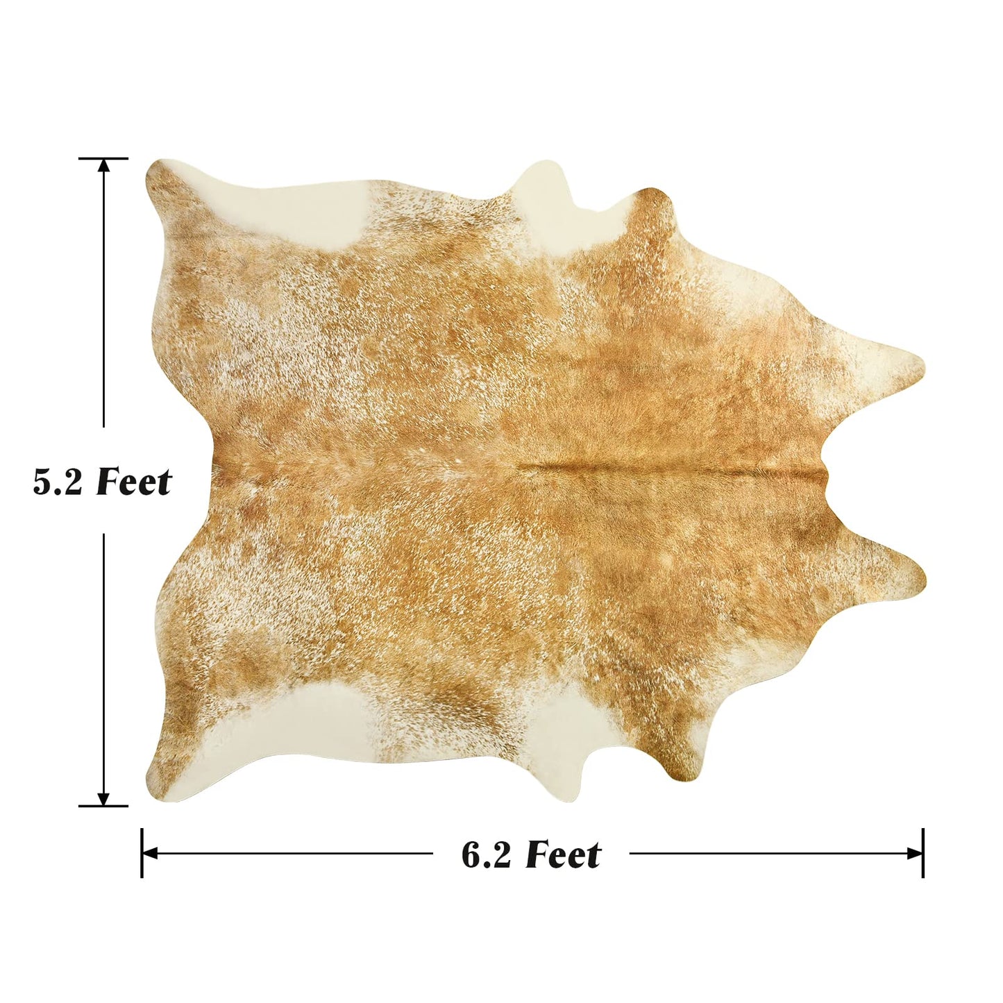 Rtizon Cow Hide Rug for Living Room,5x6 Washable Khaki Cow Print Area Rugs, Non Slip Faux Animal Skin Hide Carpet for Living Room Bedroom Office, Western Rustic Farmhouse Home Decor