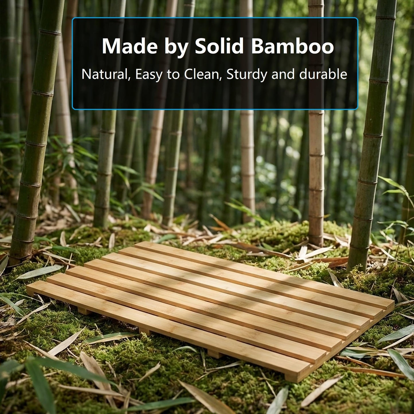 Bamboo Bath Mat for Tub, Non Slip Bath Mat for Shower, Waterproof Wood Bath Mat for Tub, Shower, Swimming Pool, Indoor & Outdoor (21.3"*14.2")