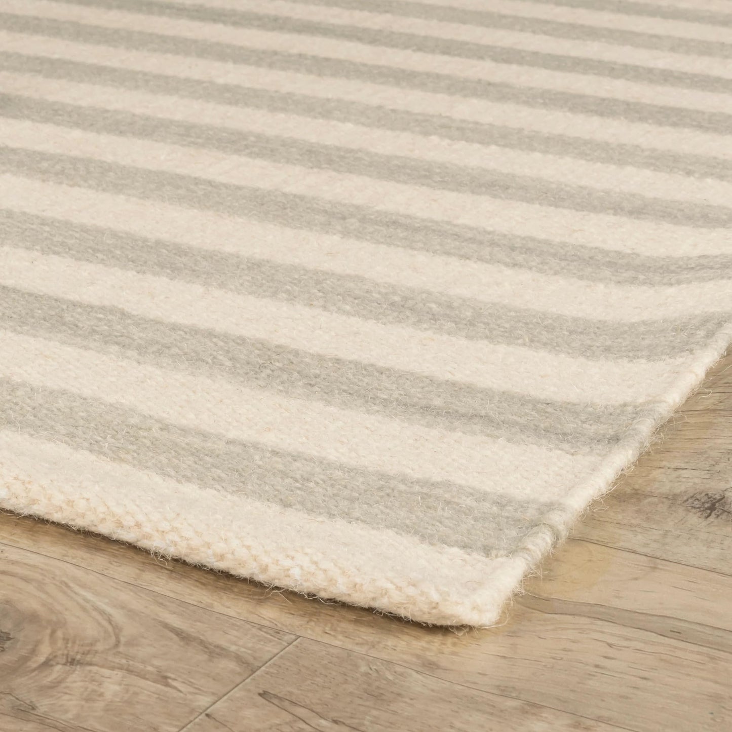 Home Conservatory Ladder Stripe Grey/Ivory Handwoven Wool 2.5 X 8 Feet, Grey/Ivory Stripe Pattern