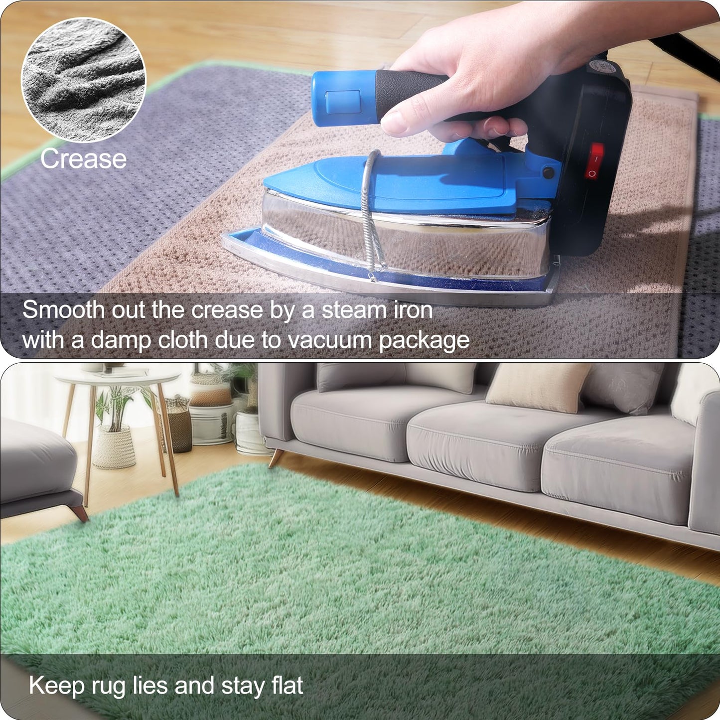 qulint Sage Green Rug for Bedroom, 2x3 Fluffy Area Rugs for Living Room Shag Fuzzy Small Carpet, Soft Shaggy Alfombras for Besides Kids Boys and Girls Dorm Nursery Home Decor (2ft x 3ft, Sage Green)