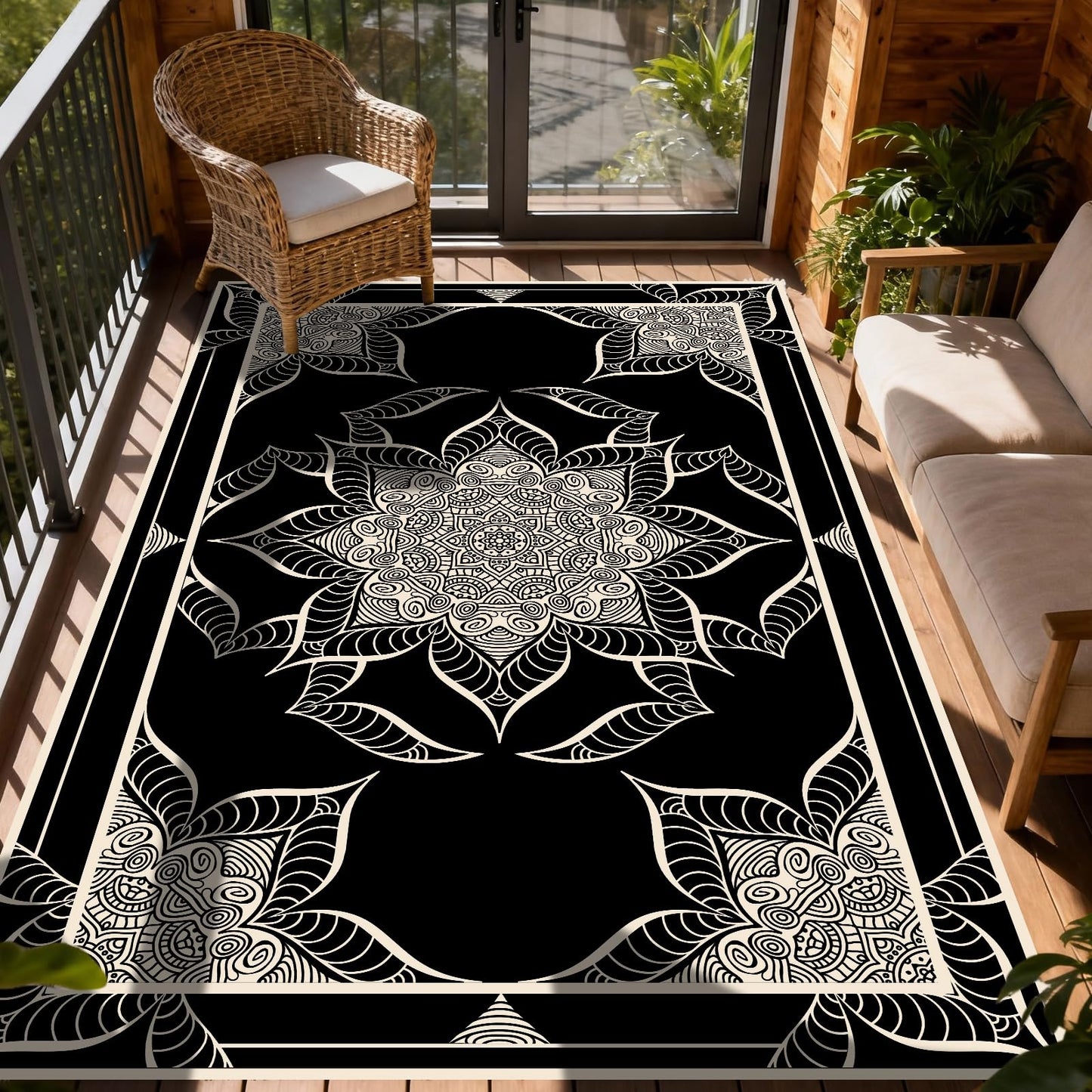 WILDROOTS 4x6 Feet Hepburn Flower Plastic Outdoor Rug, Stain Resistant Waterproof Reversible Outdoor Patio Rug, Fade Resistant Camping Rug