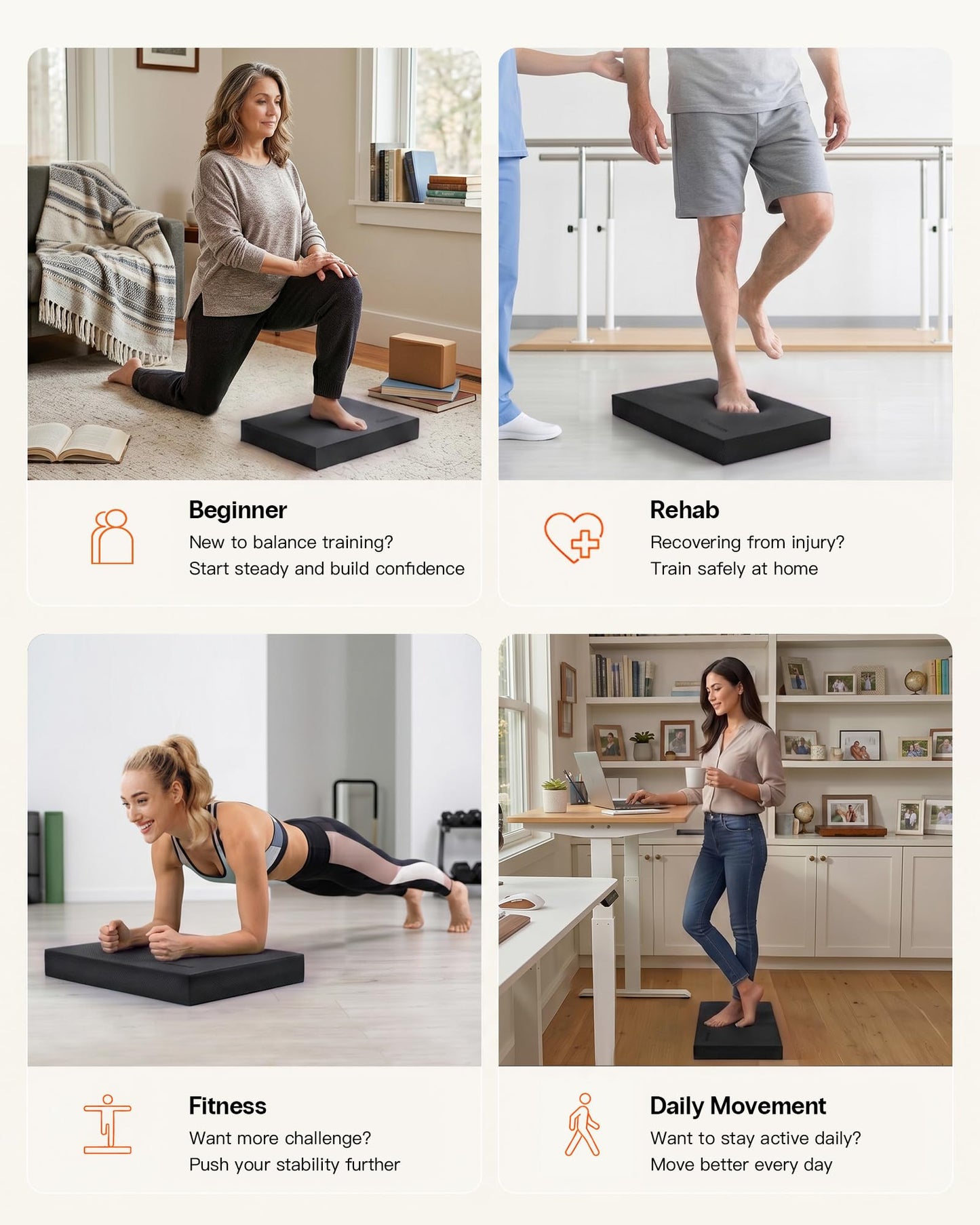 StrongTek Professional Foam Exercise Balance Pad - 15.8" x 13" x 2", High-Density TPE Foam Knee Pad, Non-Slip & Water-Resistant, for Balance Training, Physical Therapy, Yoga, and More (Black)