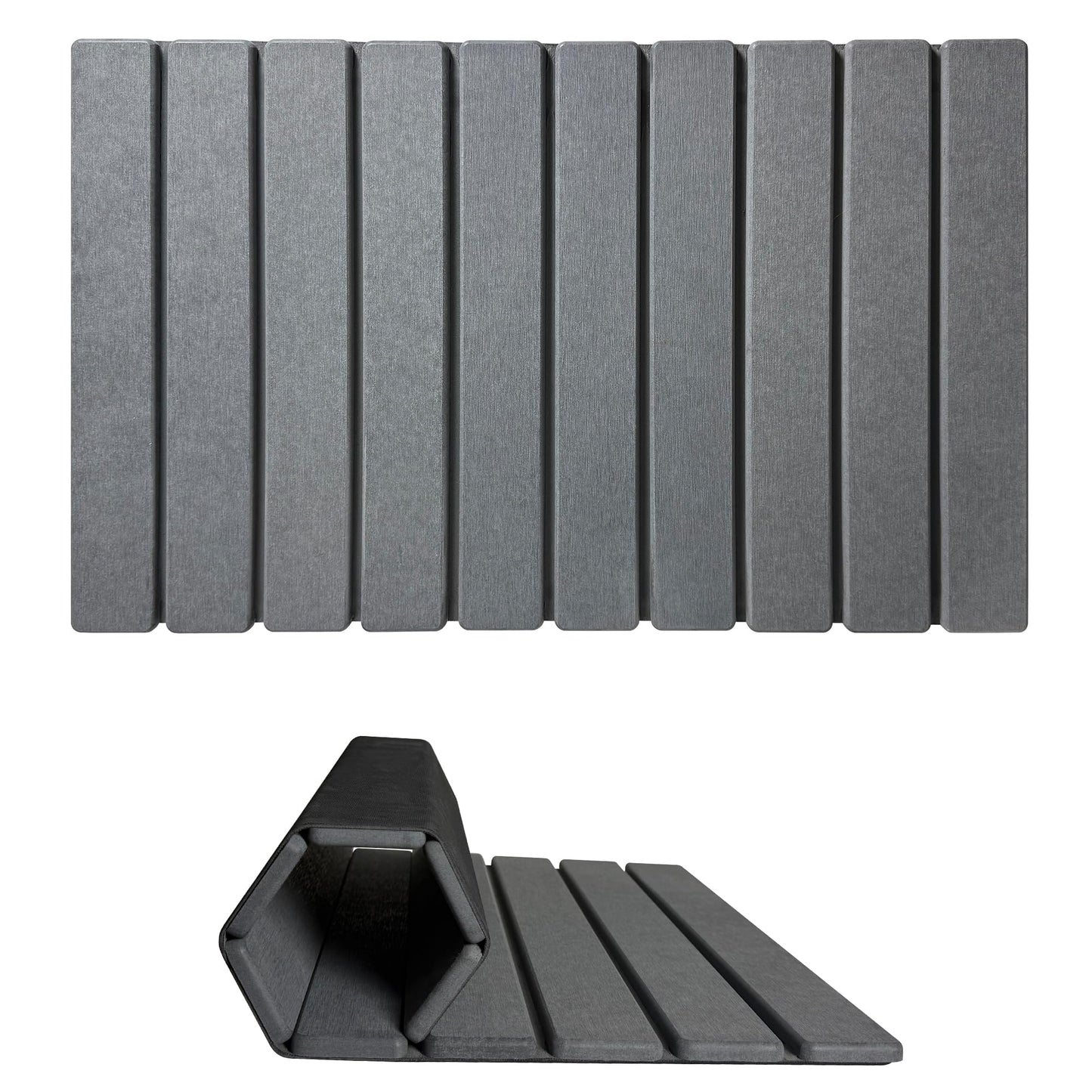 ZumenDa Foldable Stone Bath Mat, Quick Drying Diatomaceous Earth Shower Mat with Non-Slip Rubber Backing, 23.6 x 15.4 inch, Super Absorbent Stone Mat for Bathroom Floor, Easy to Clean