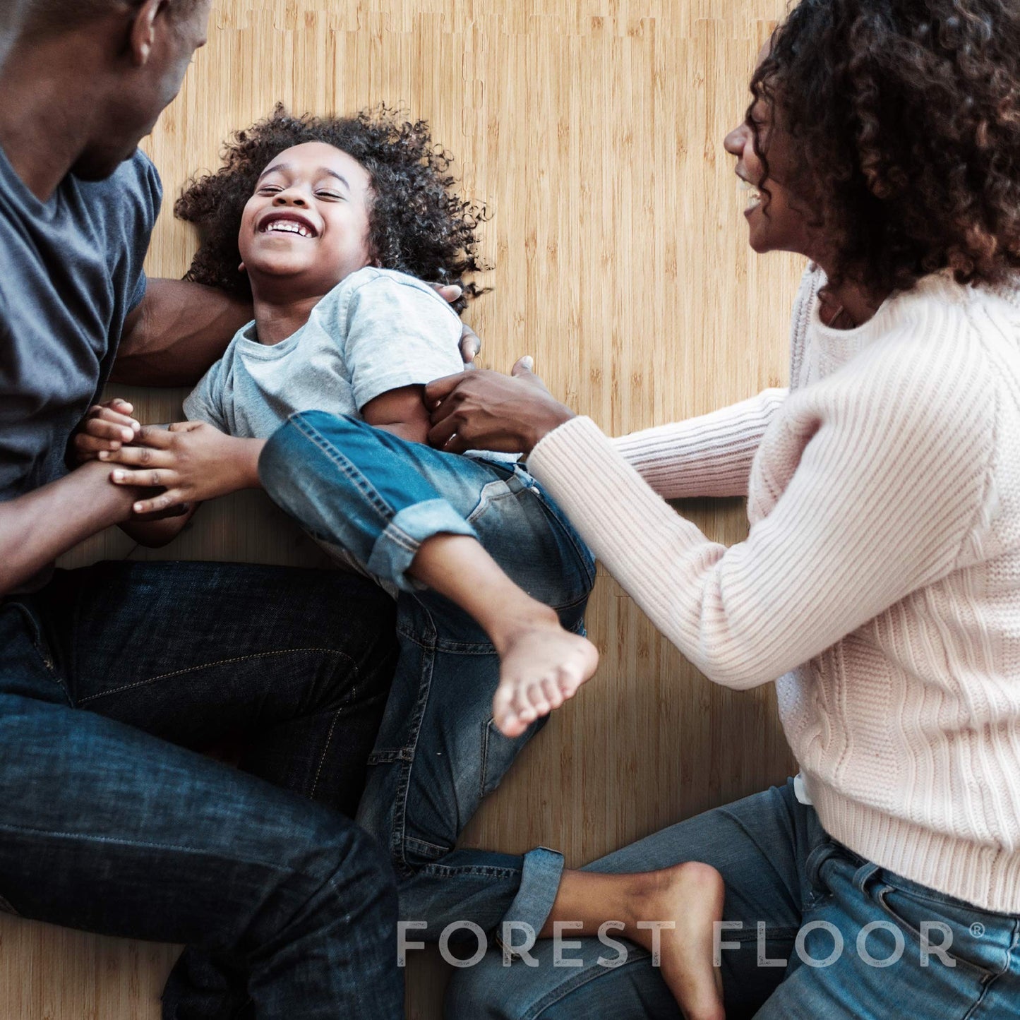 Forest Floor 5/8 Inch Thick Printed Foam Tiles, Premium Wood Grain Interlocking Foam Floor Mats, Anti-Fatigue Flooring, Light Bamboo, 100 Sq Ft