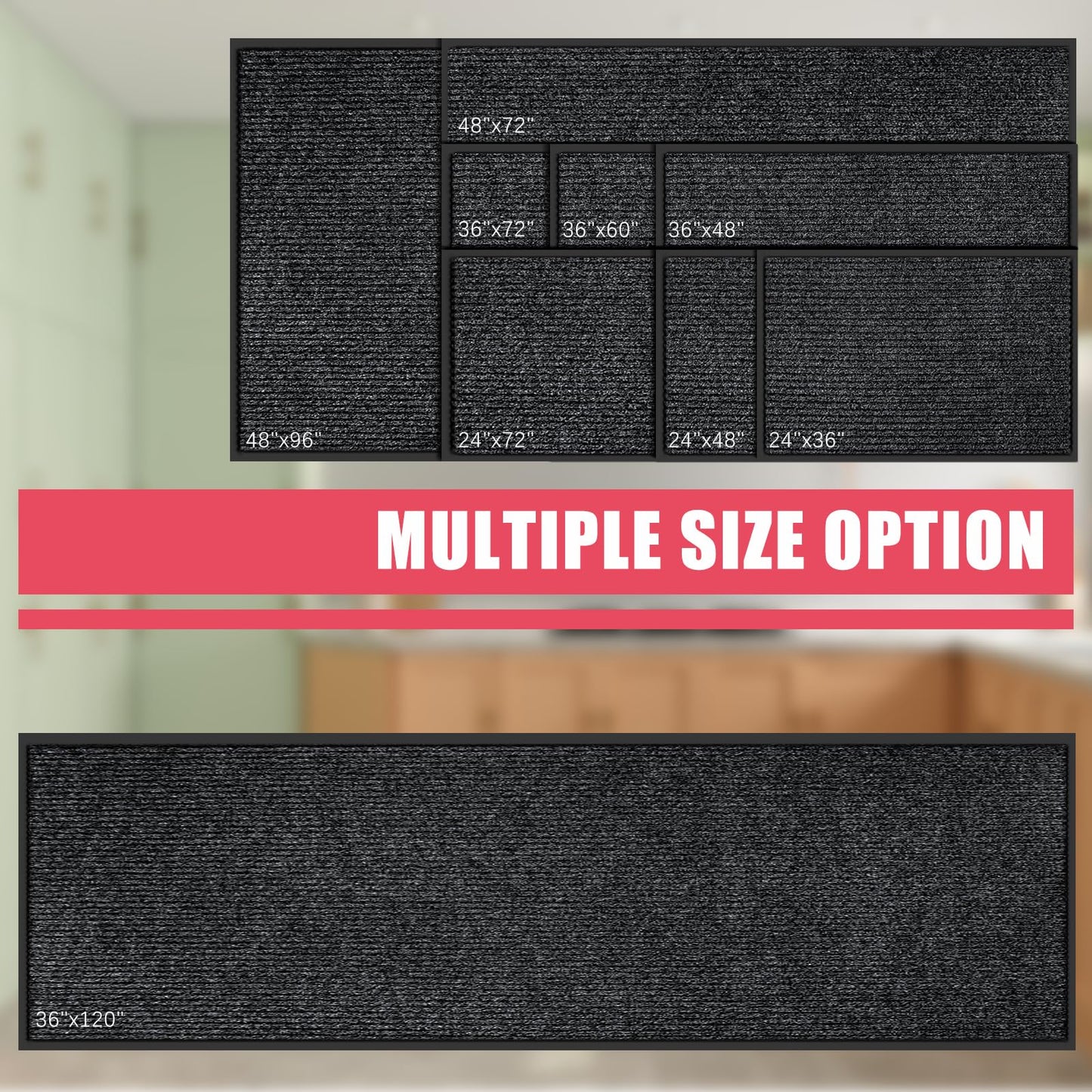 Kuyal Front Door Mat, 3'x10' Indoor Outdoor Entrance Mat, Commercial Floor Mats Inside Outside Entrance, Heavy Duty Durable Welcome, Rubber Backing Non Slip Outdoor Mats for Entryway,Black