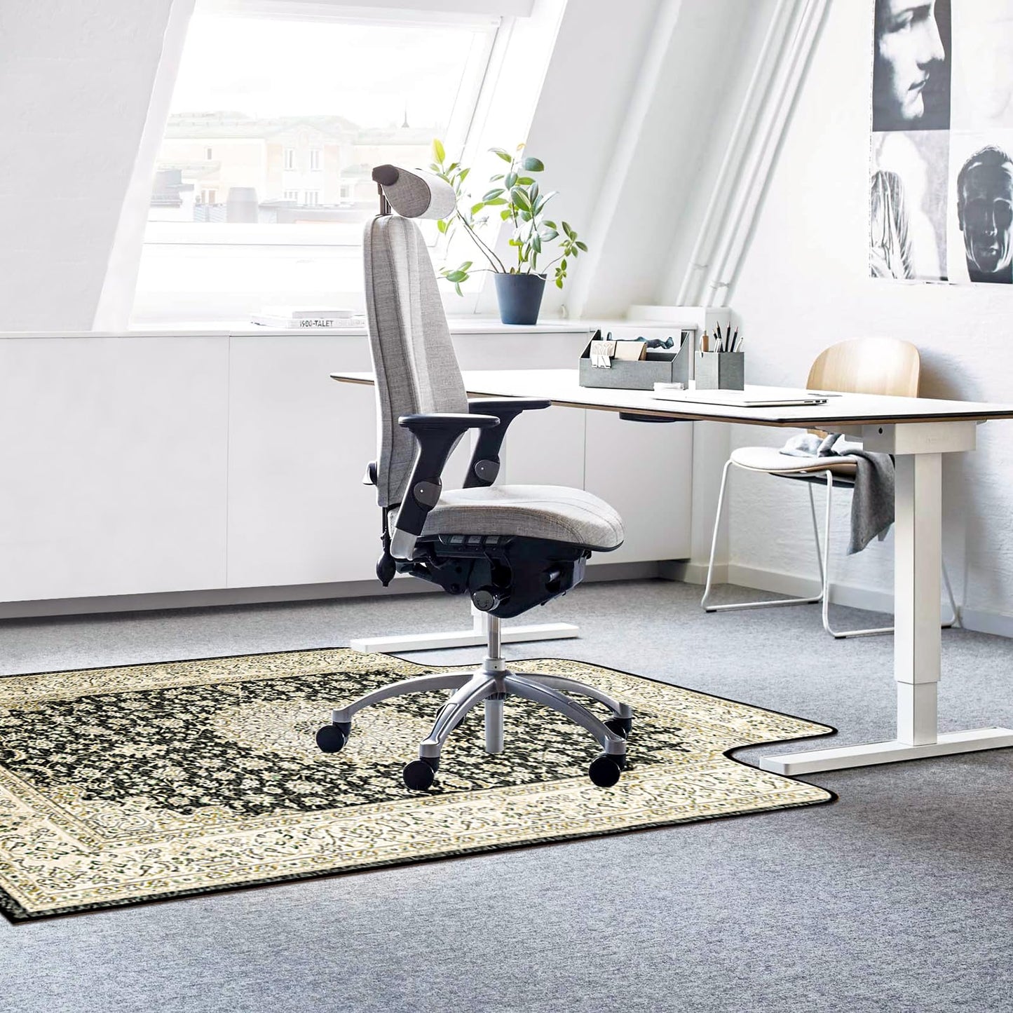 46" X 60" Office Chair Mat for Hardwood and Tile Floors, Under Desk Chair Mat for Carpet Protector Rolling Computer Chairs, Machine Washable Non-Slip Area Rug, Black