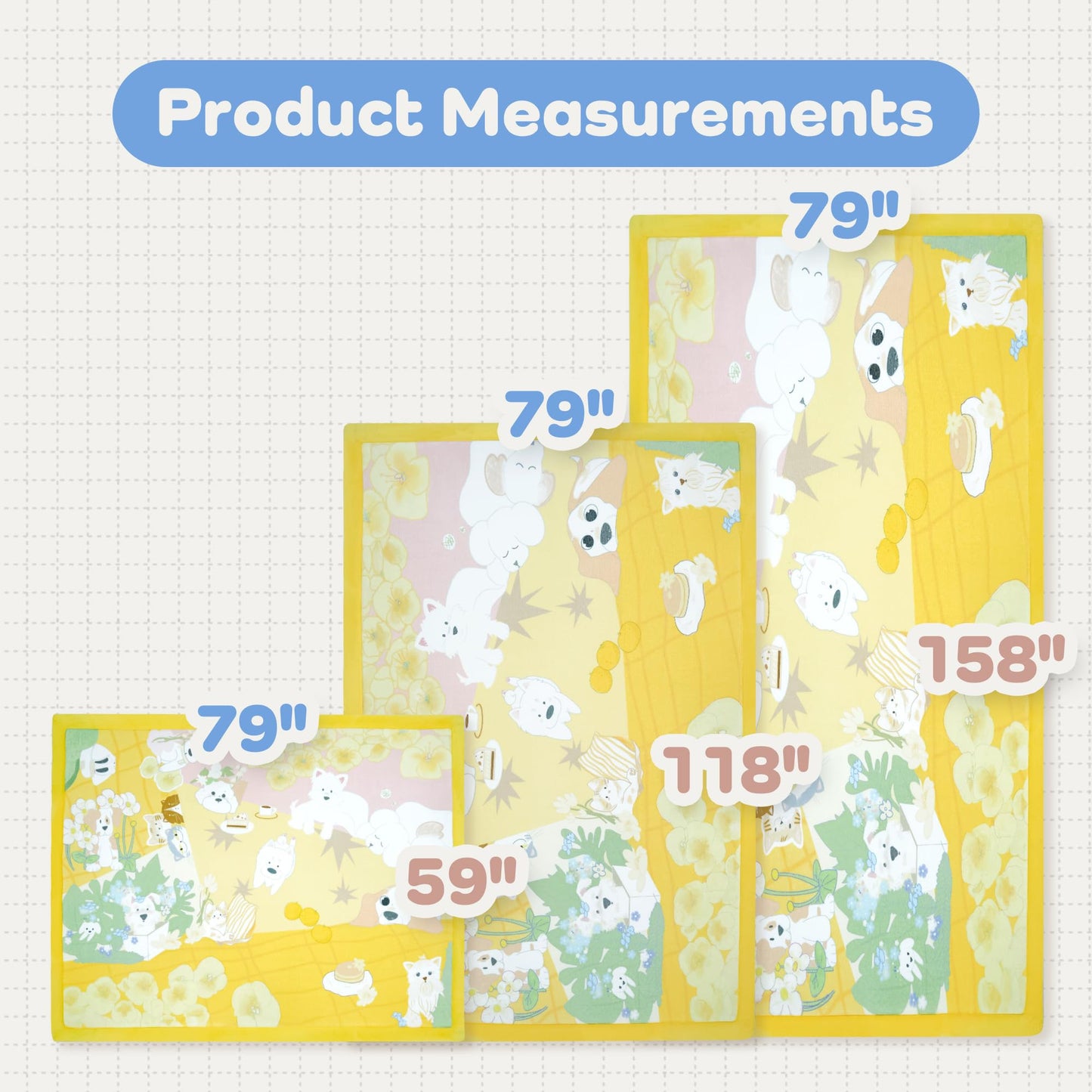 PaPaMat 1.5" Thick Educational Baby Floor Play Mat 59x79, Flannel Padded Memory Foam Kids Mat, Non-Slip Plush Playmat for Nursery Playroom Classroom (Dog)