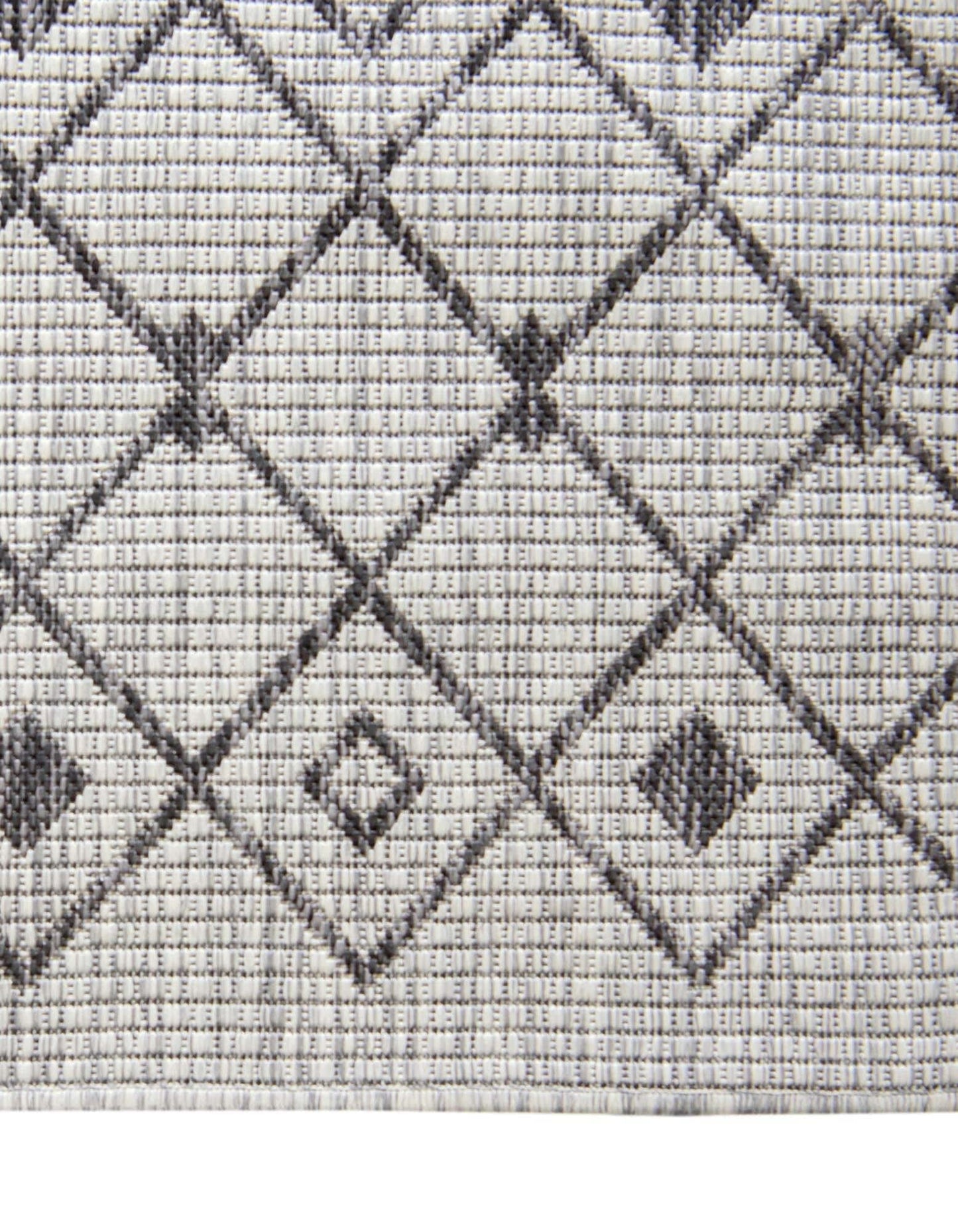 Unique Loom Outdoor Trellis Collection Area Rug - Tribal Trellis (10' 8" Square, Gray/ Black)