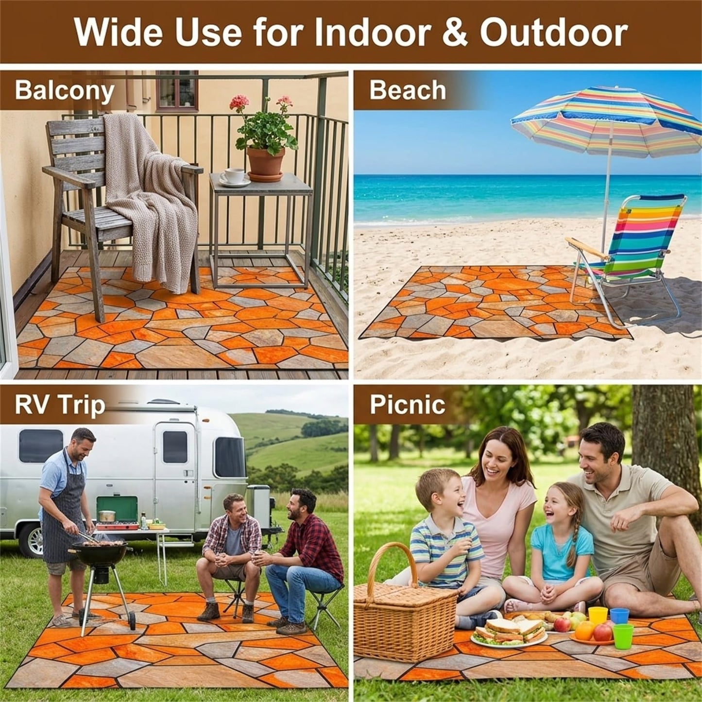Emerald Green Irregular Stone Pattern Area Rug 2x3 Rustic Outdoor Waterproof Rugs for Porch Patio Deck Backyard Non Skid Thin Low Pile Outside Large Carpet Balcony Foyer RV Mats Front Yard Rug