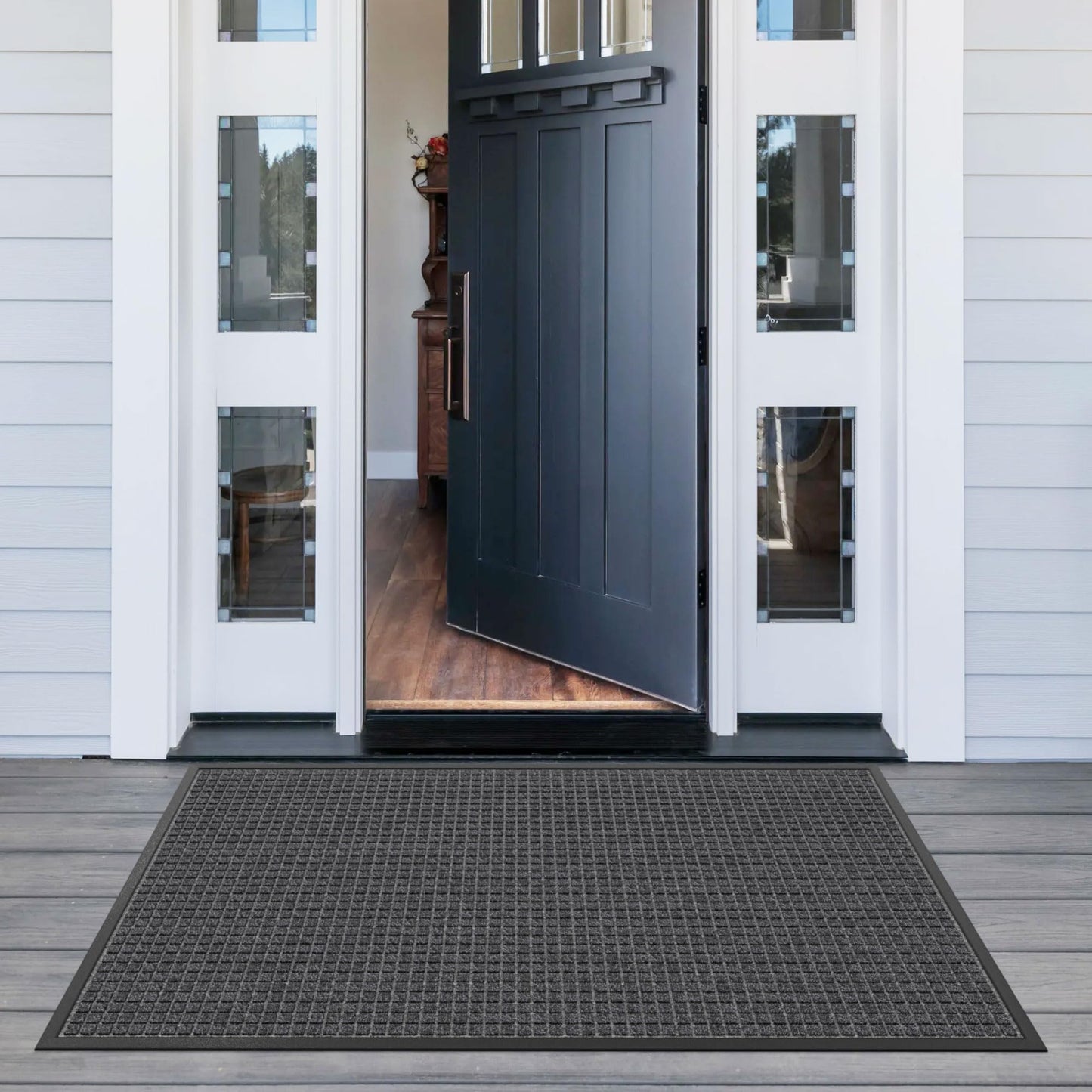 100pointONE Sturdy Indoor Outdoor Front Door Mat Outside Entrance, Extra Large 72" x 36" Doormat for Entryway, Non Slip Backing Welcome Floor Mats for Entry Patio Porch, Low Profile, Grey