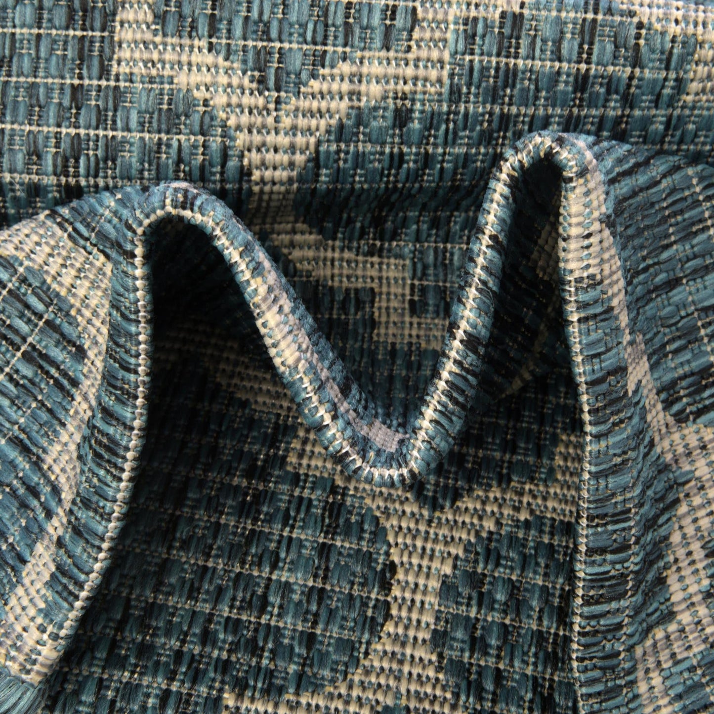 Unique Loom Outdoor Trellis Collection Area Rug (2' 7" x 12' Runner, Teal/ Gray)
